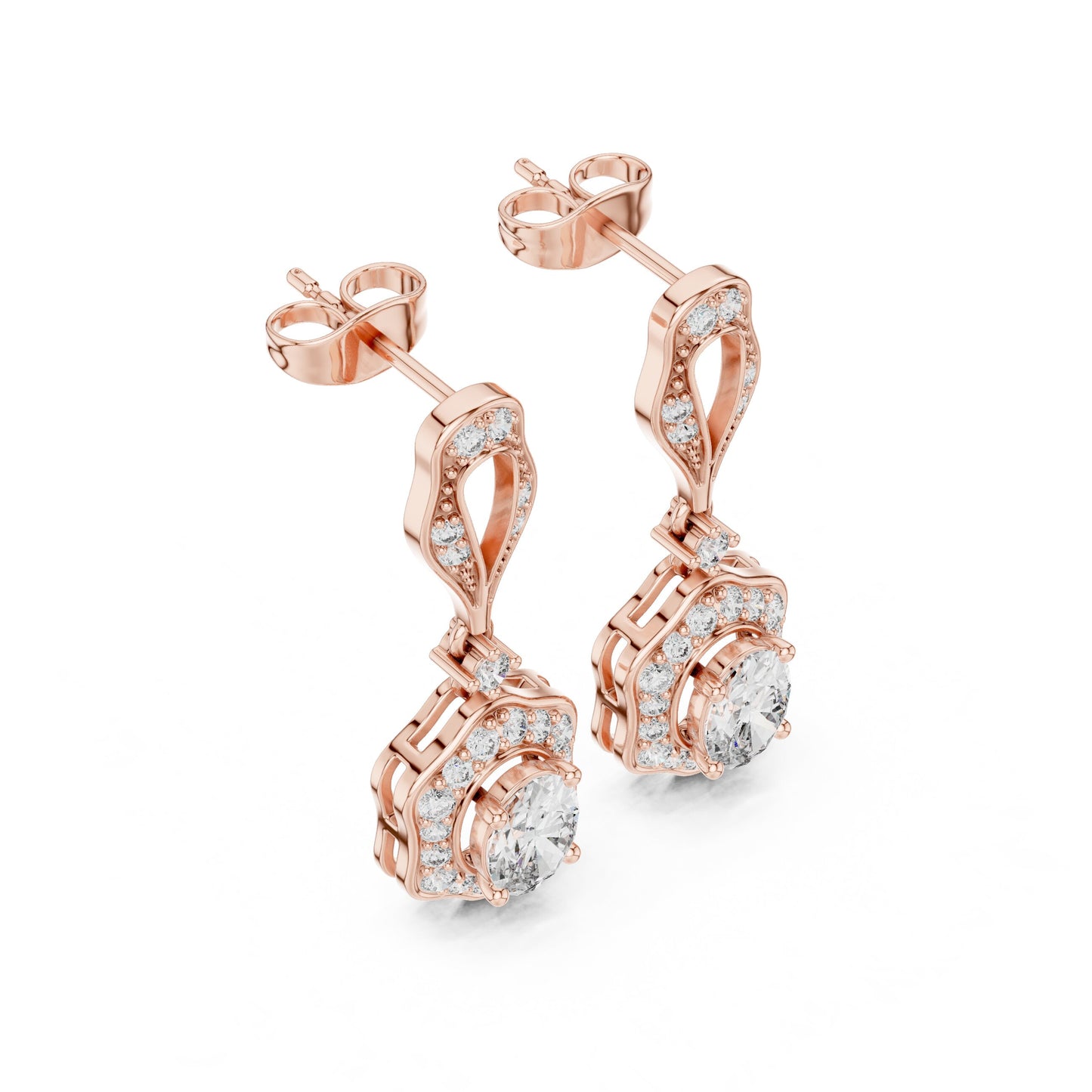 Mixed Shape Lab Grown Diamond Drop Earrings