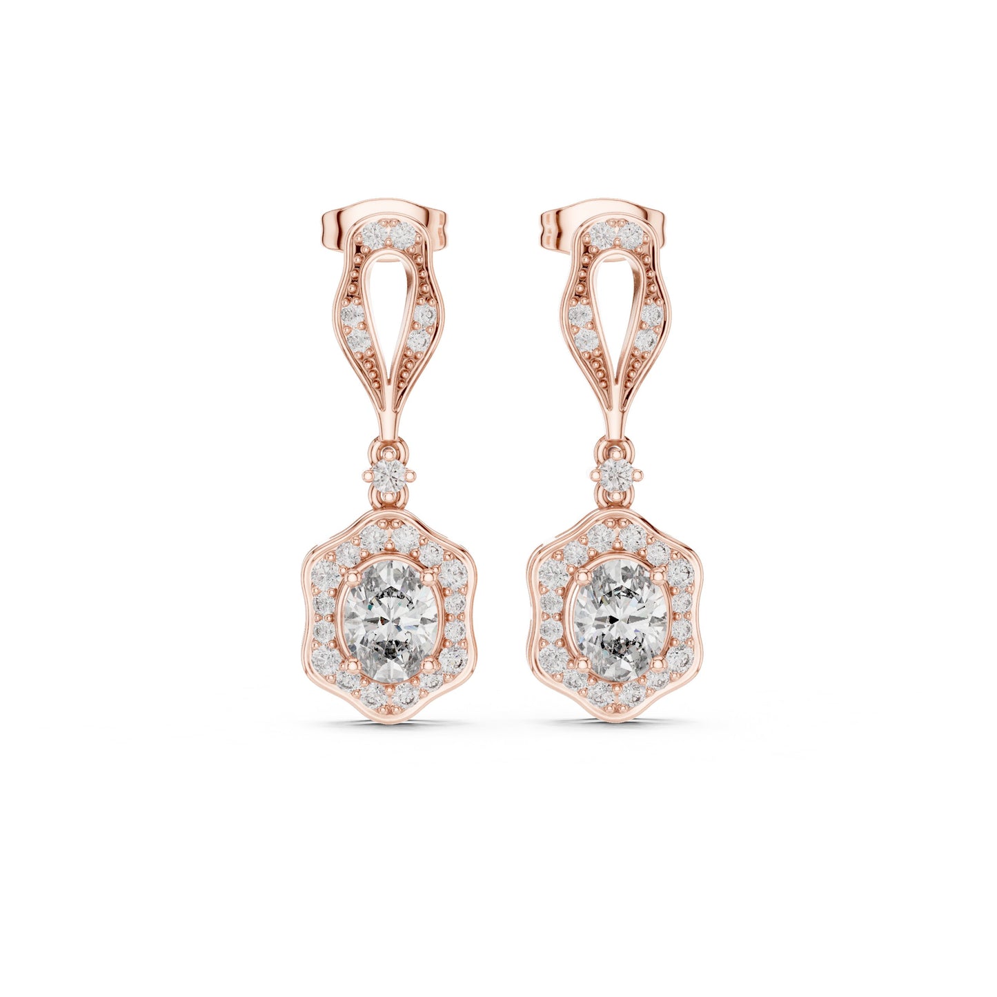 Mixed Shape Lab Grown Diamond Drop Earrings