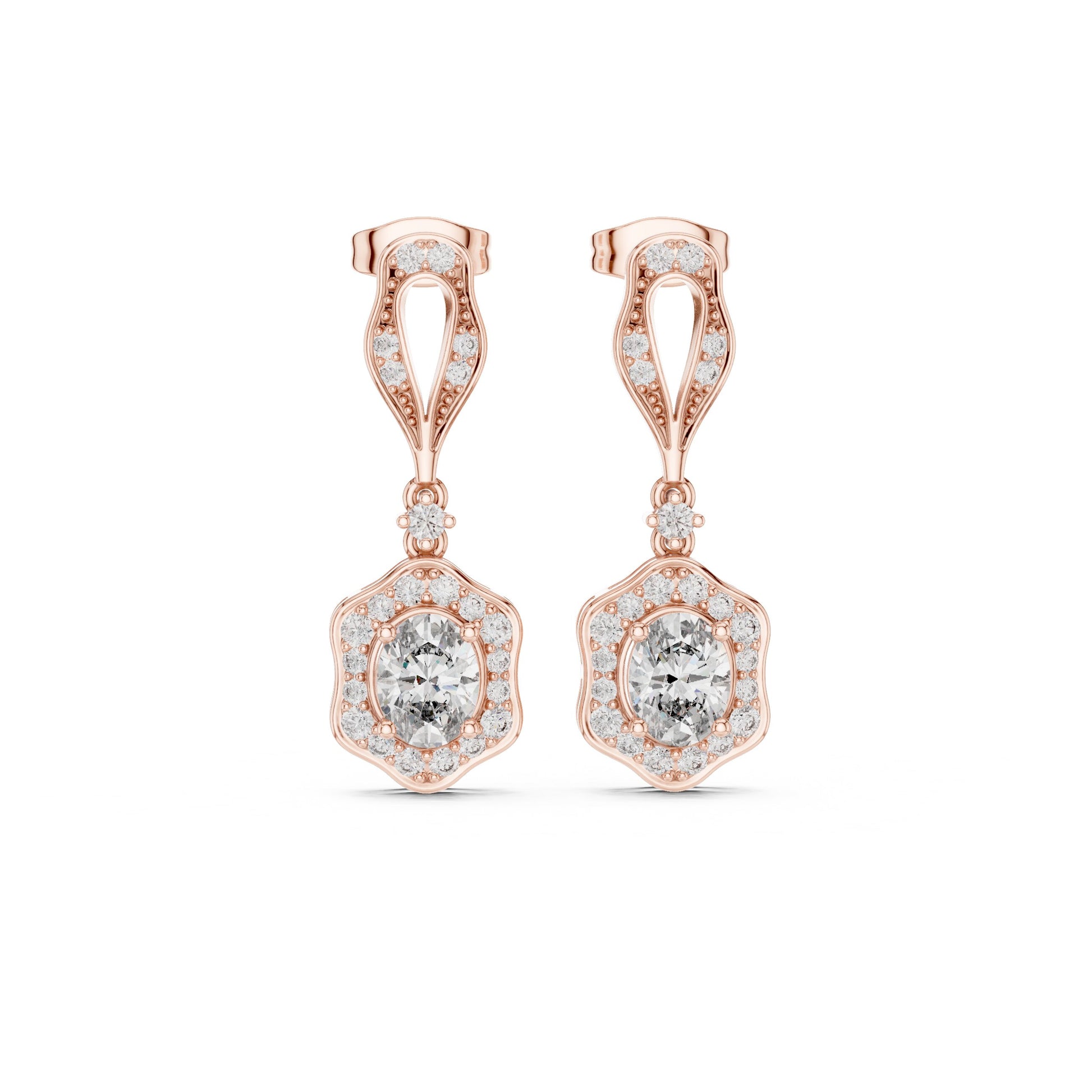 Mixed Shape Lab Grown Diamond Drop Earrings