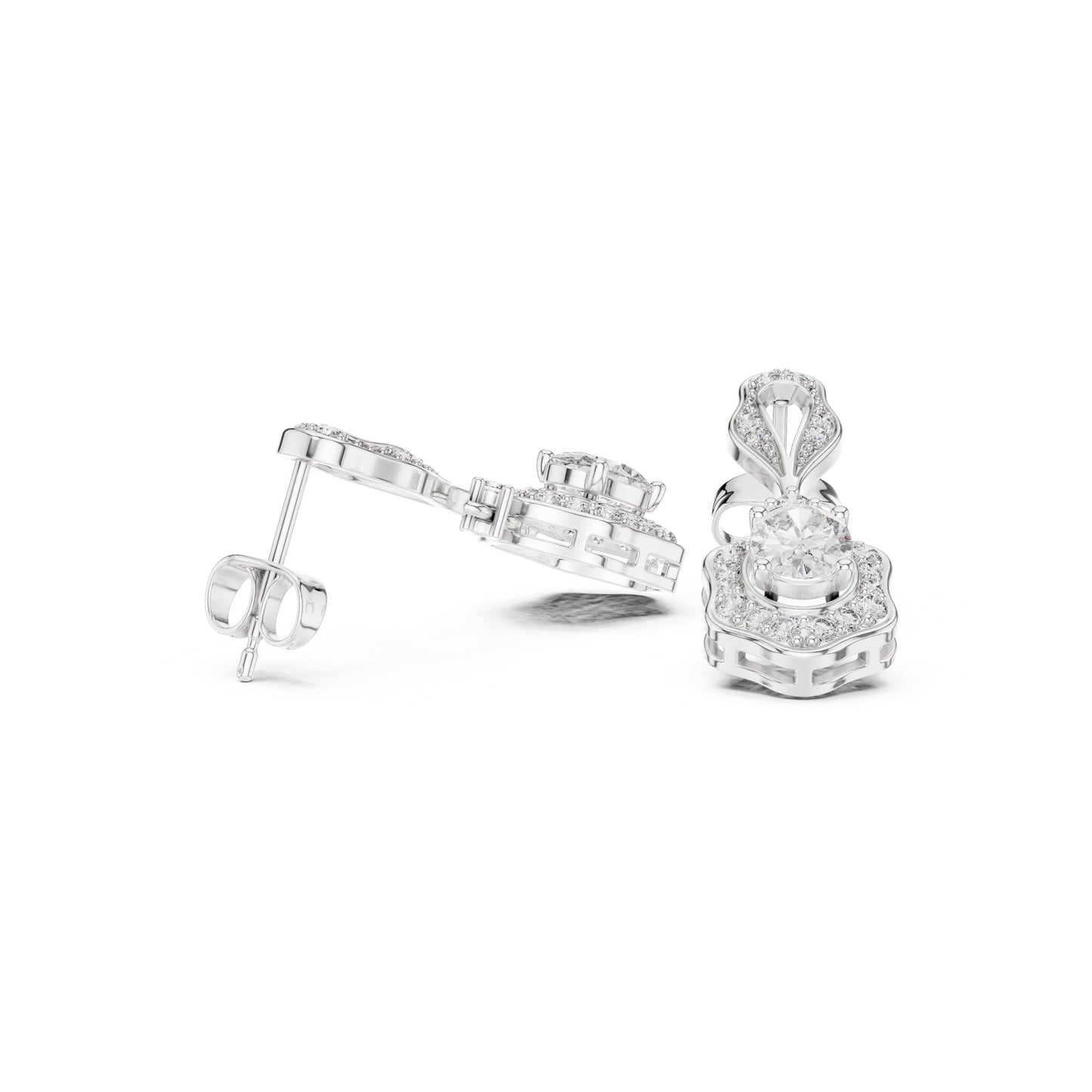 Mixed Shape Lab Grown Diamond Drop Earrings