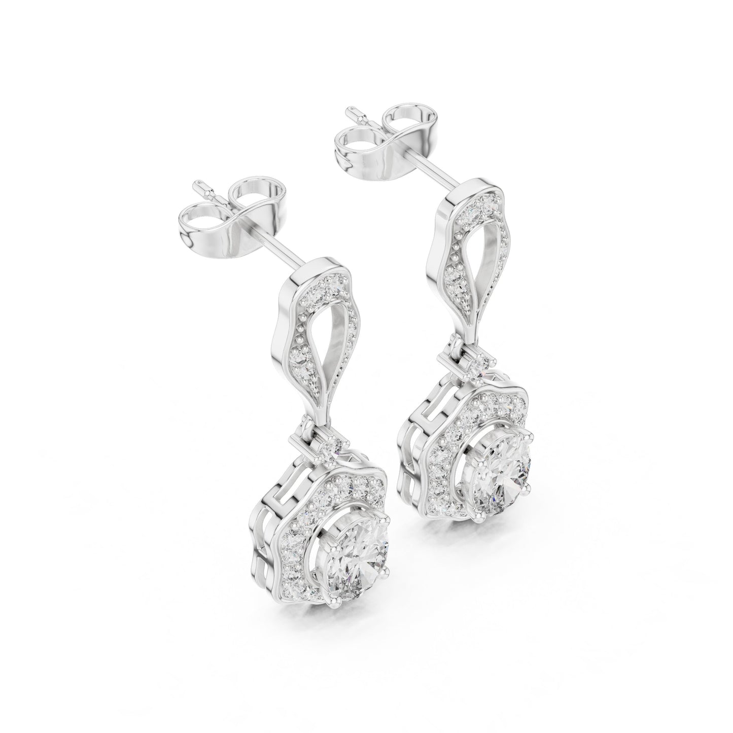 Mixed Shape Lab Grown Diamond Drop Earrings