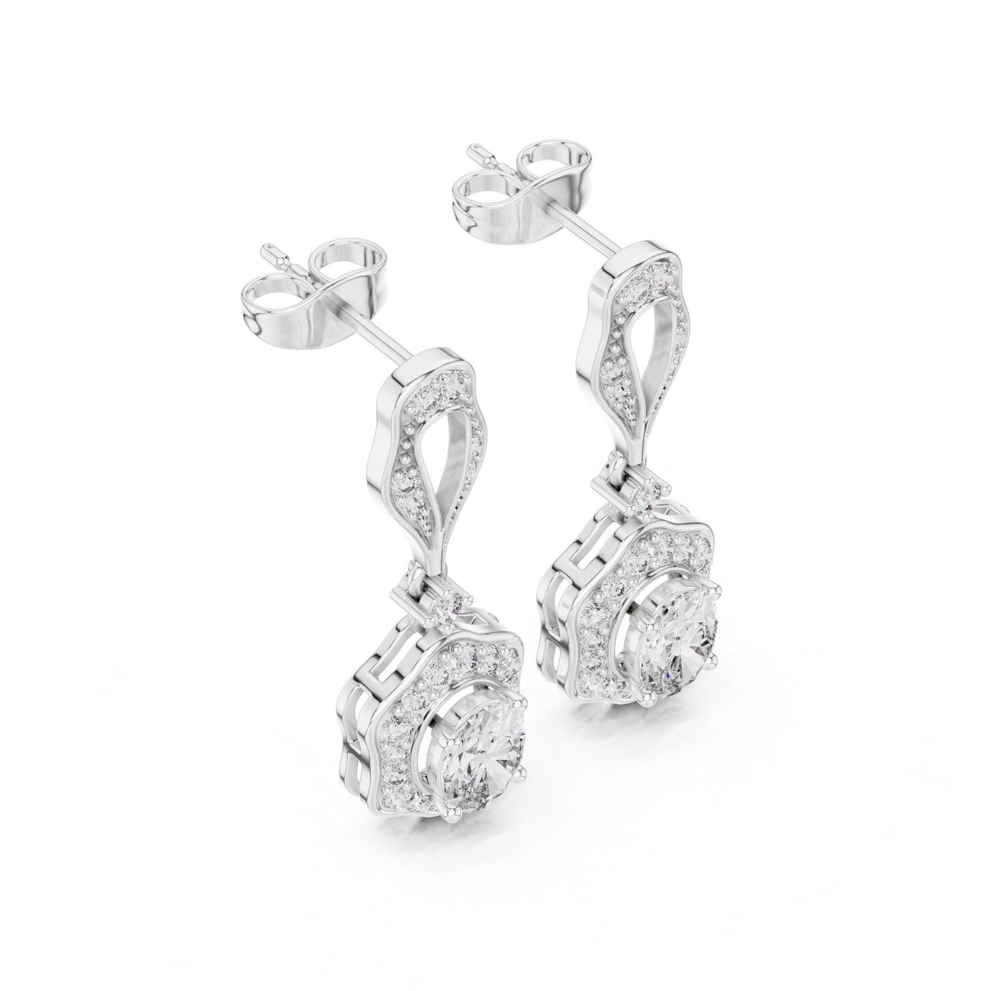 Mixed Shape Lab Grown Diamond Drop Earrings