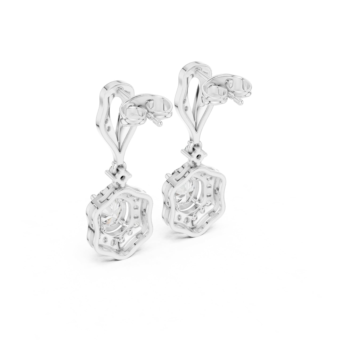 Mixed Shape Lab Grown Diamond Drop Earrings