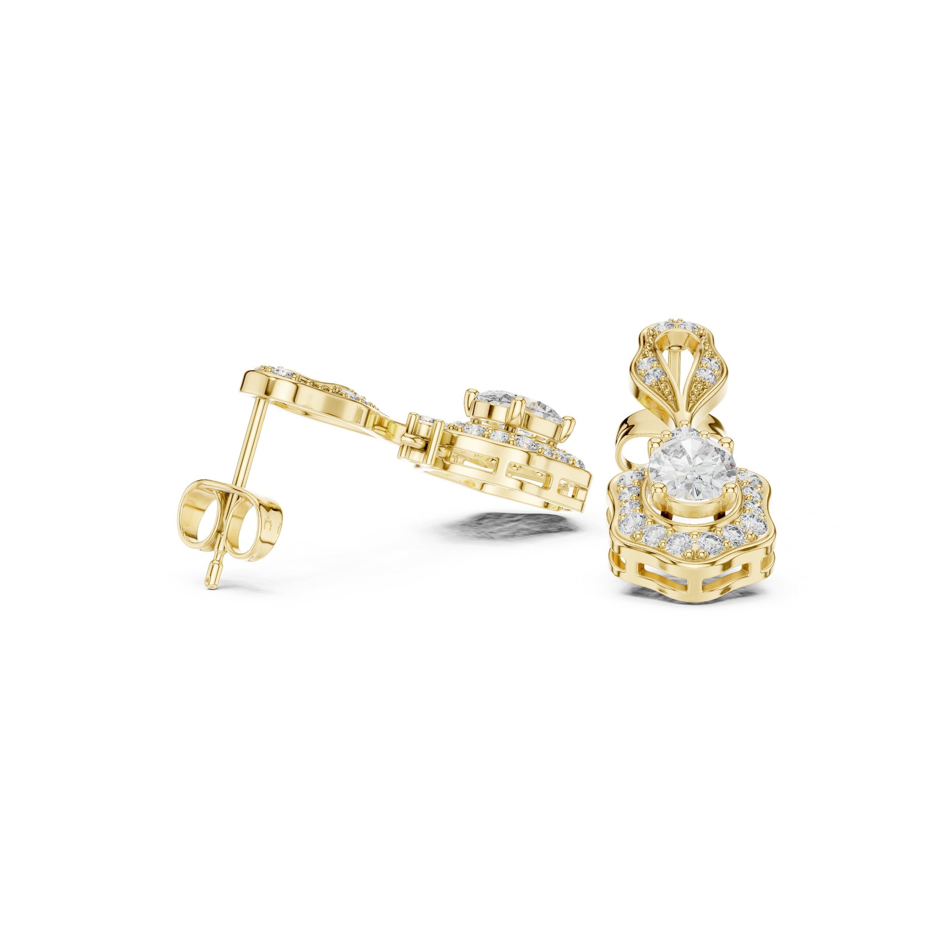 Mixed Shape Lab Grown Diamond Drop Earrings