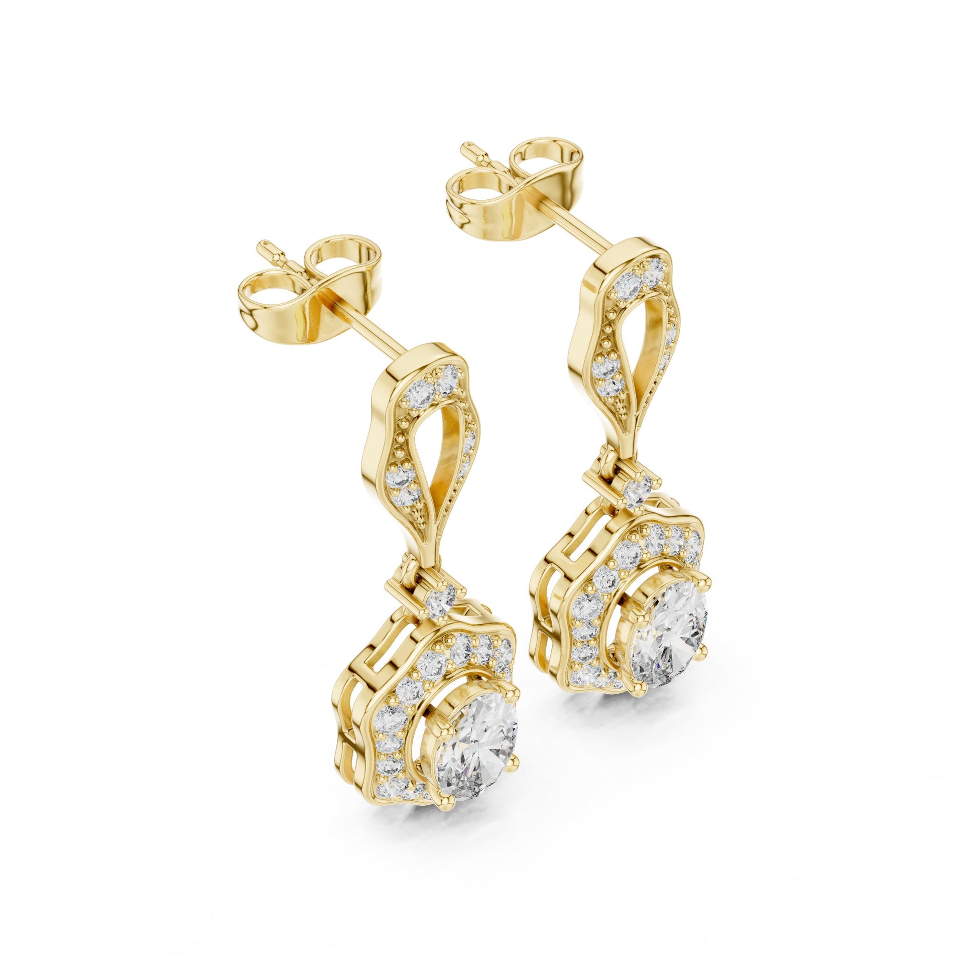 Mixed Shape Lab Grown Diamond Drop Earrings