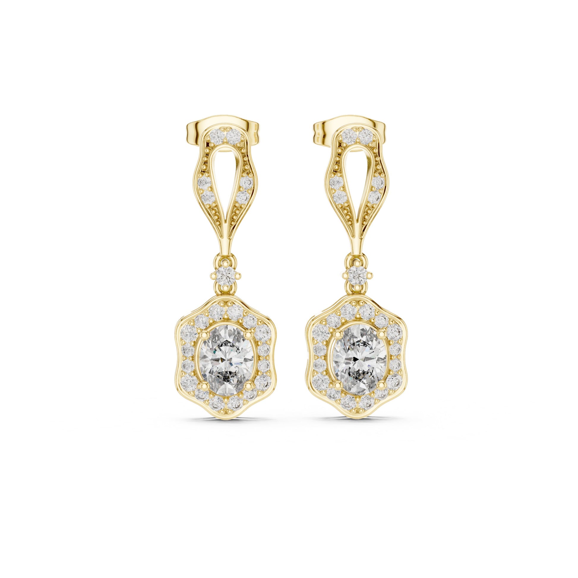 Mixed Shape Lab Grown Diamond Drop Earrings