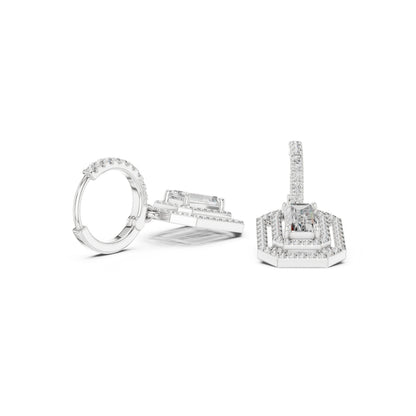 Mixed Shape Lab Grown Diamond Huggie Earrings