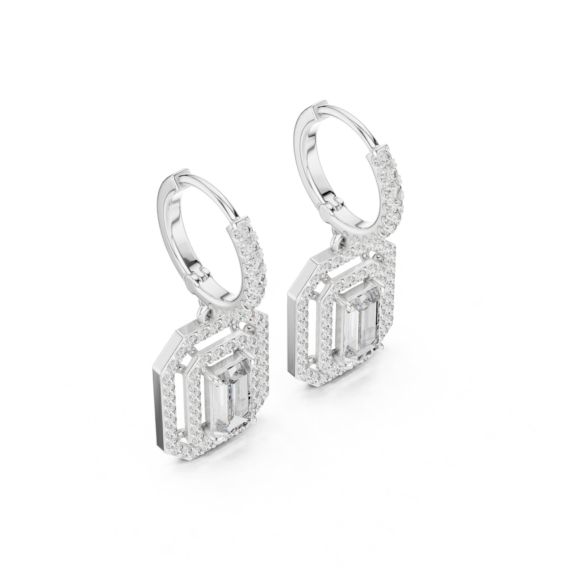 Mixed Shape Lab Grown Diamond Huggie Earrings