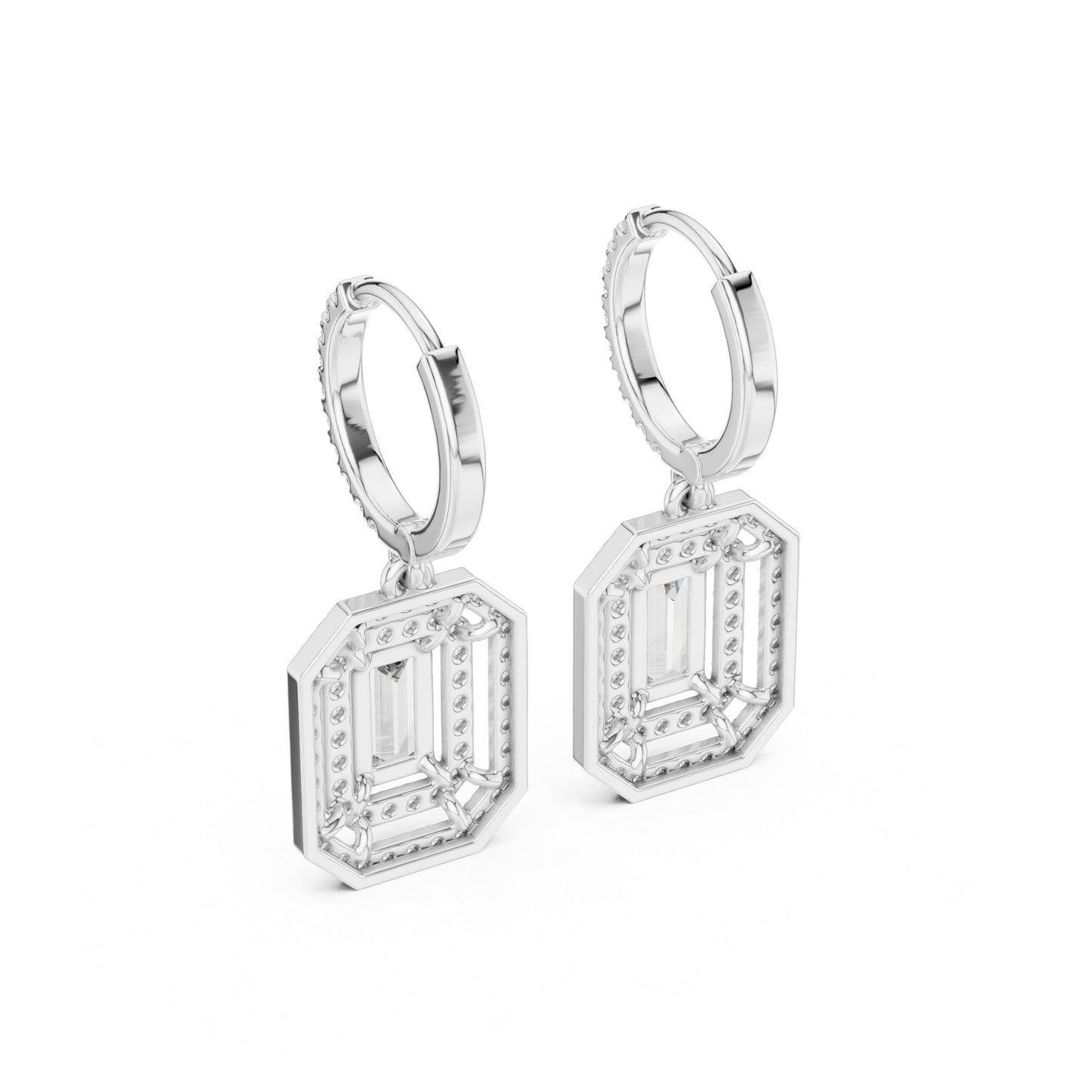 Mixed Shape Lab Grown Diamond Huggie Earrings