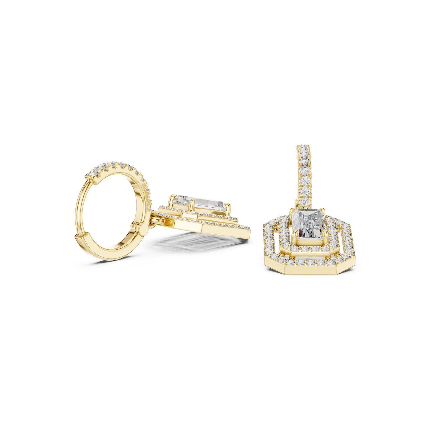 Mixed Shape Lab Grown Diamond Huggie Earrings