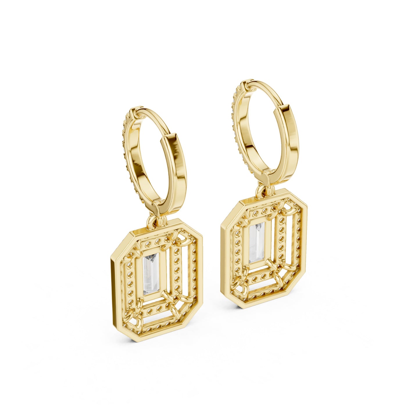 Mixed Shape Lab Grown Diamond Huggie Earrings