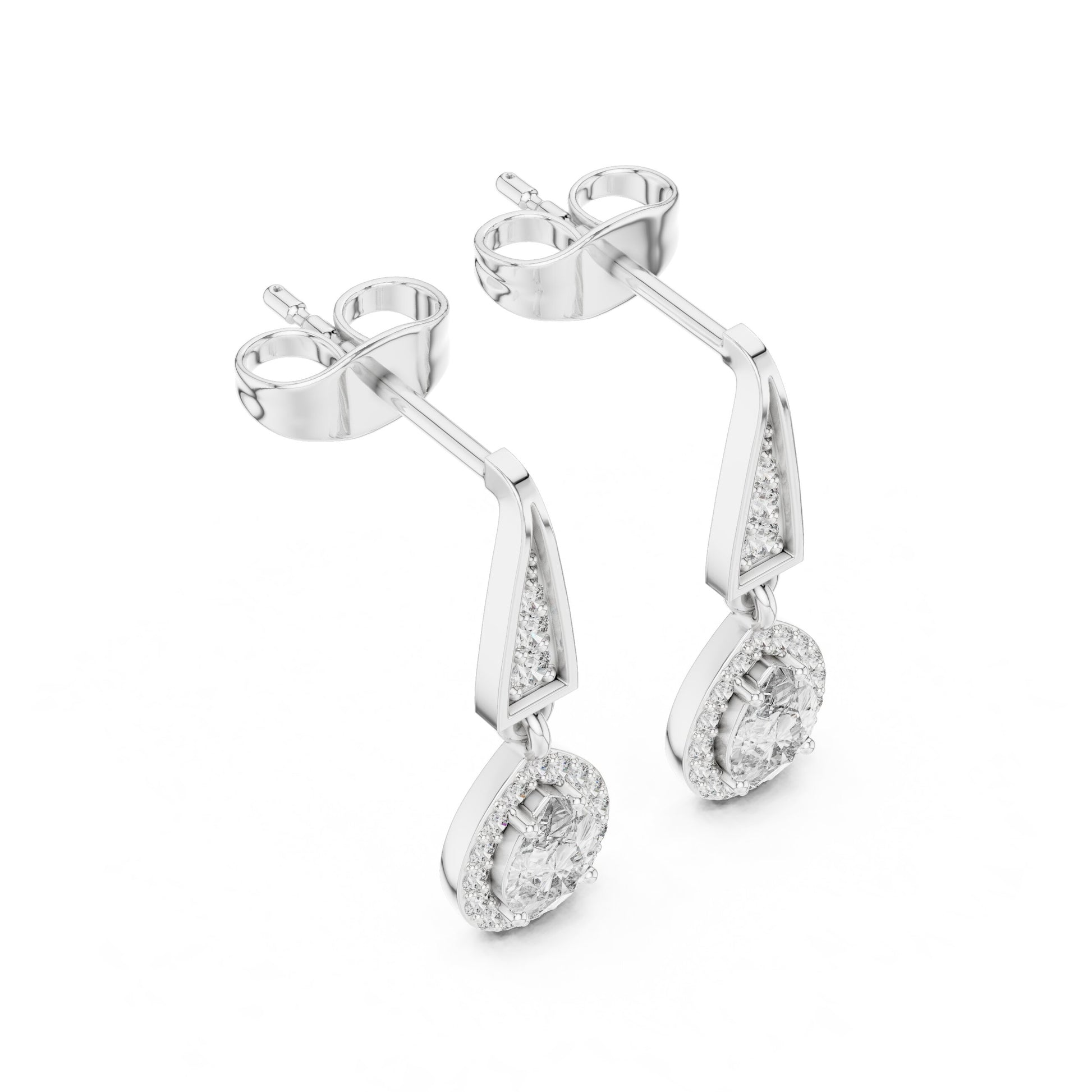 Mixed Shape Lab Grown Diamond Drop Earrings