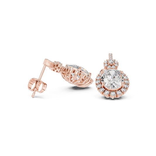 Round Stud Lab Grown Diamond Earrings