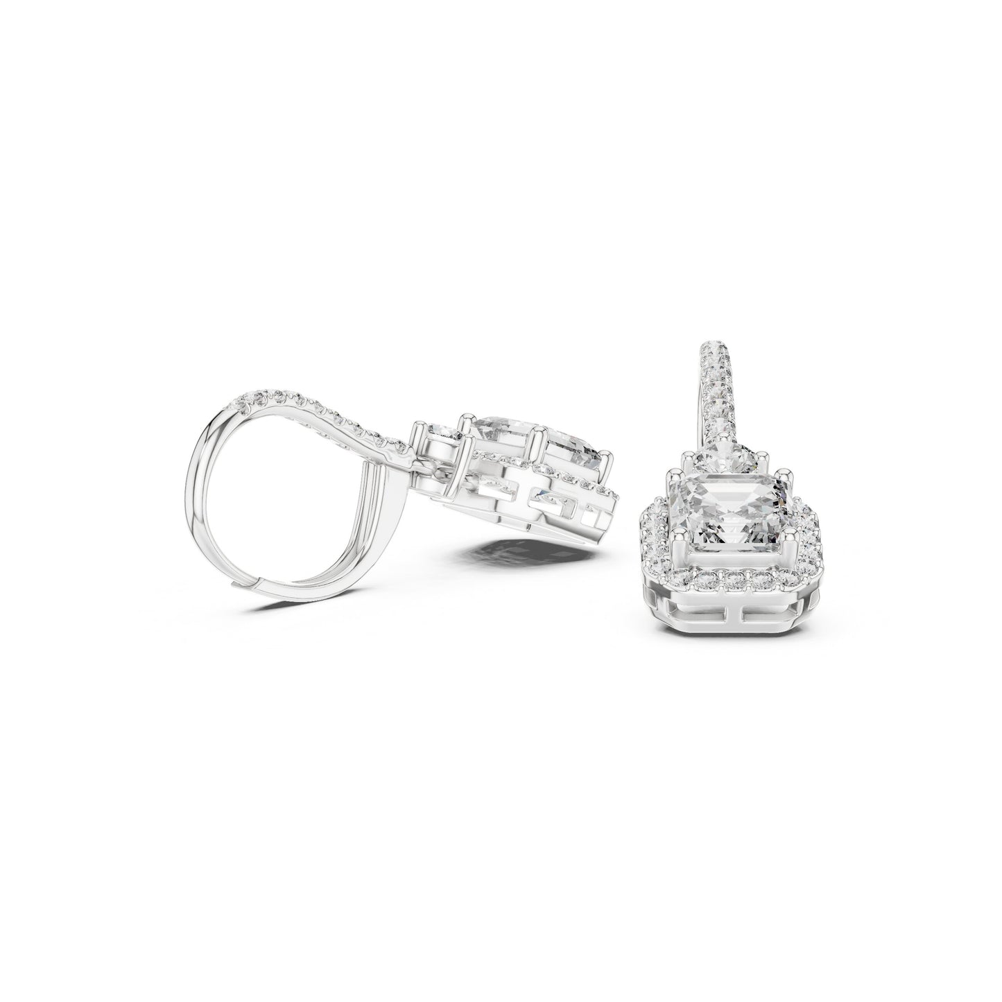 Mixed Shape Lab Grown Diamond Drop Earrings