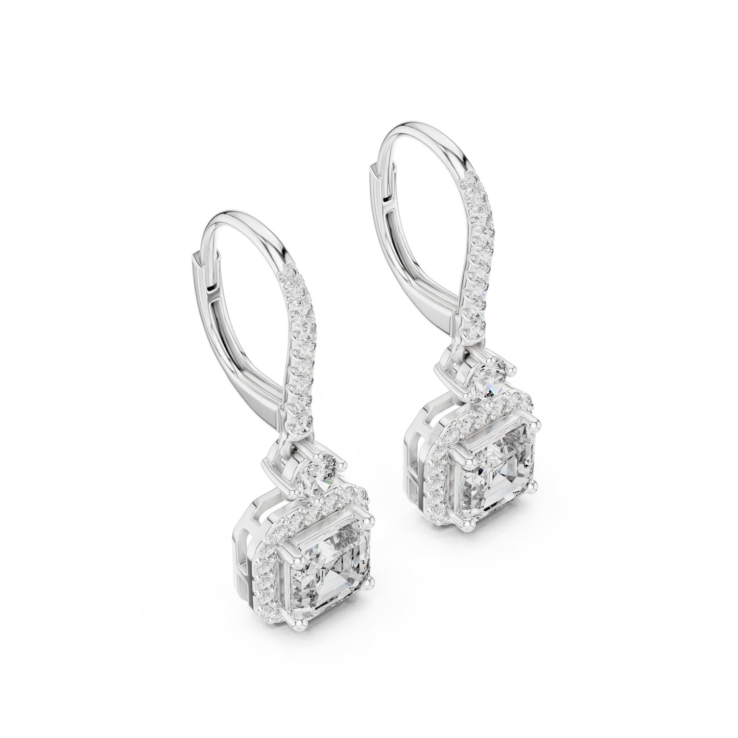 Mixed Shape Lab Grown Diamond Drop Earrings