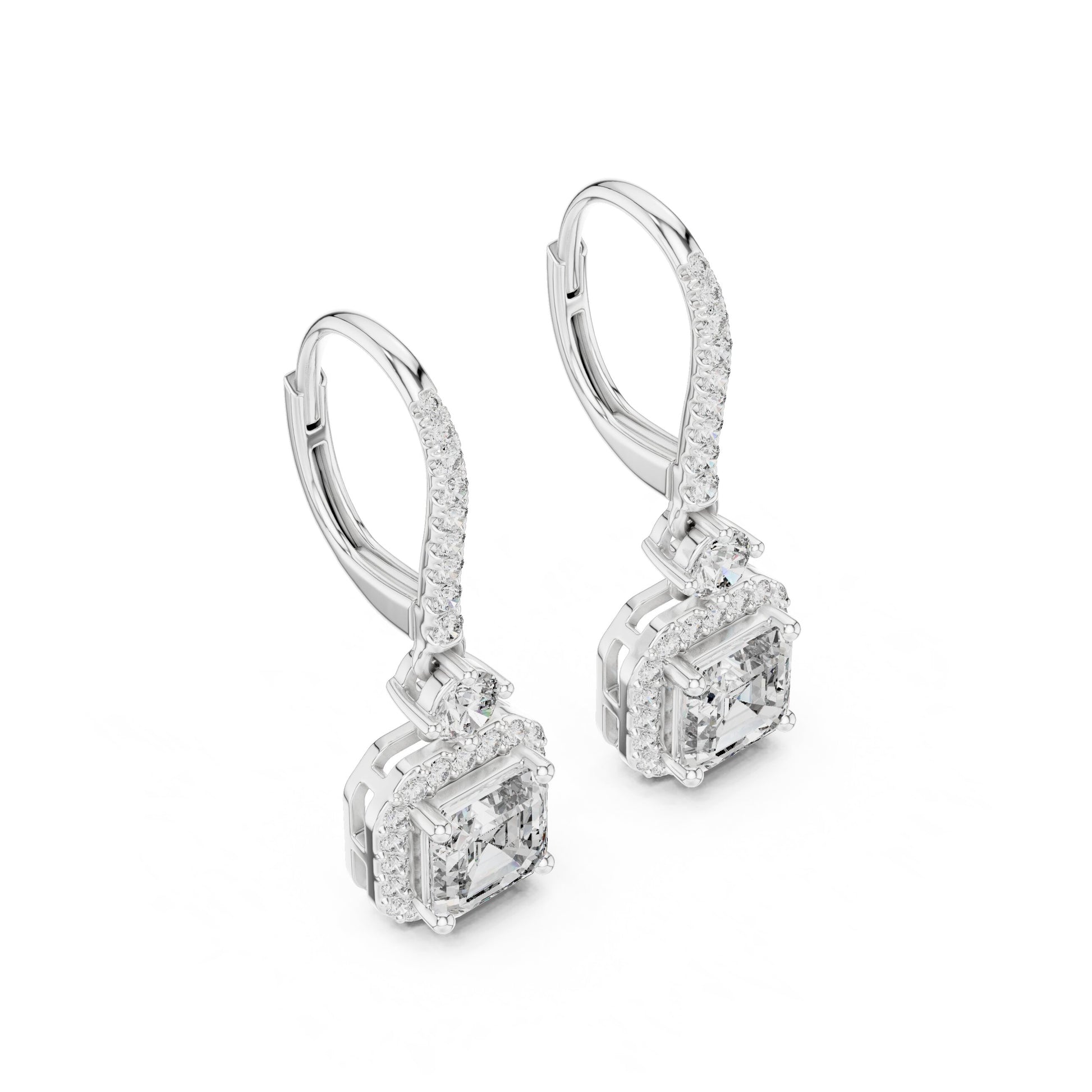 Mixed Shape Lab Grown Diamond Drop Earrings