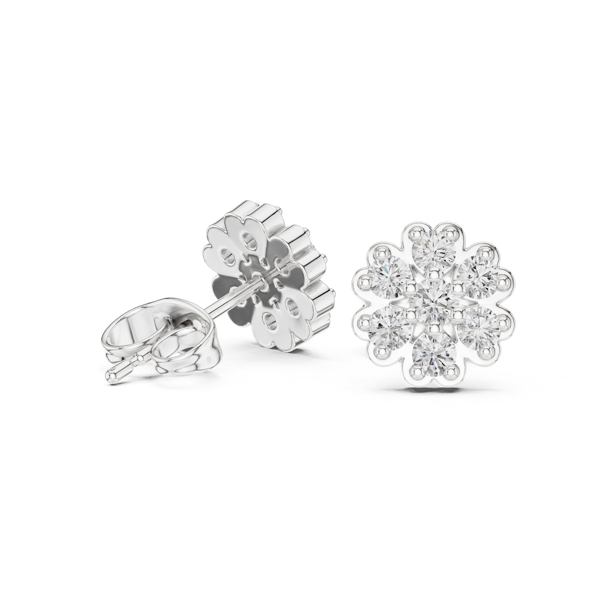 Round Cluster Lab Grown Diamond Earrings