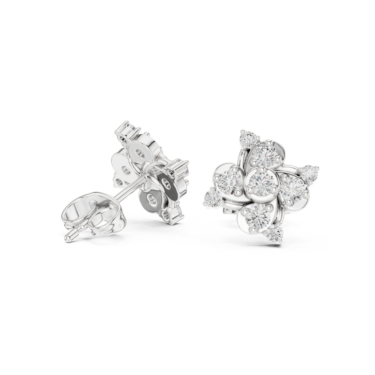 Round Cluster Lab Grown Diamond Earrings