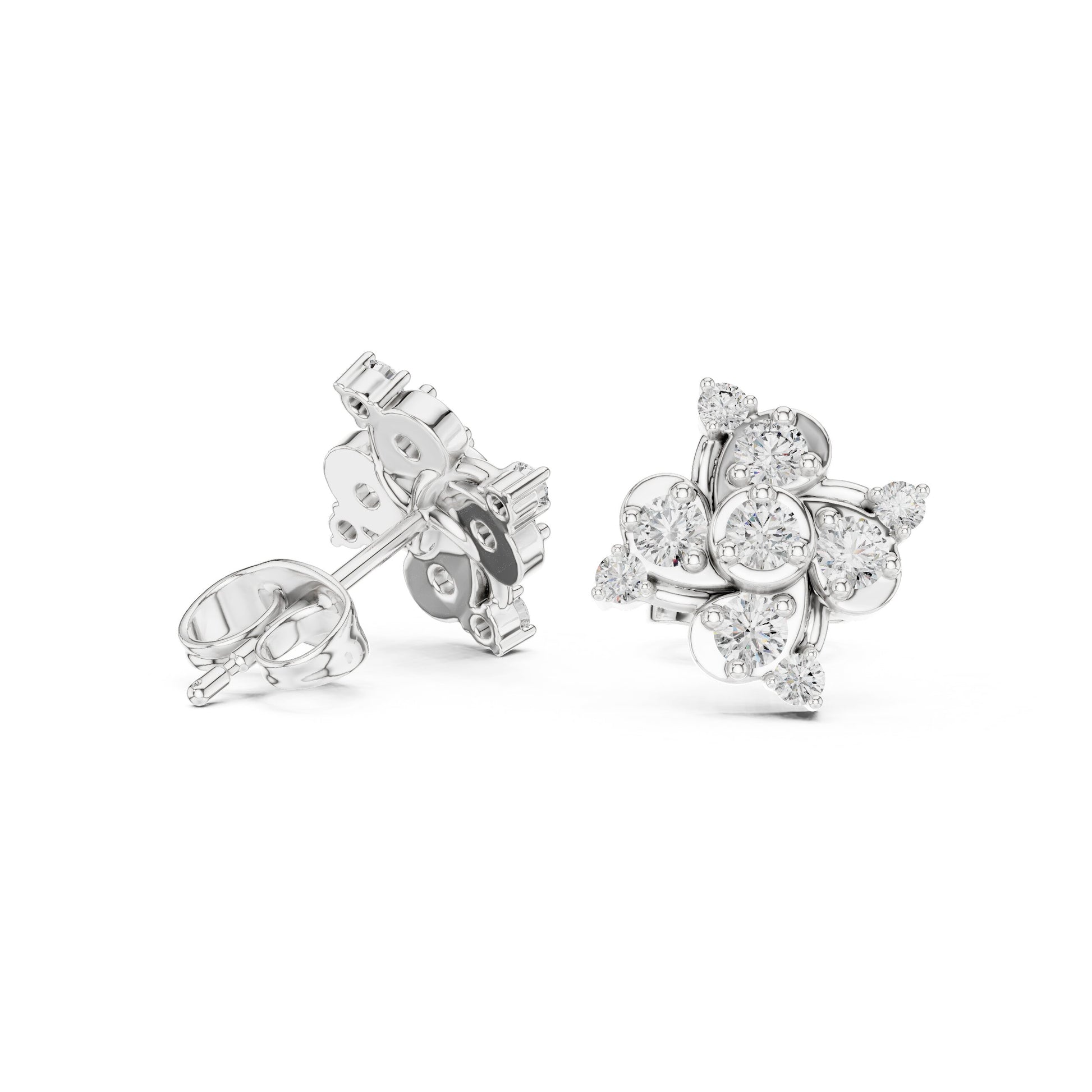 Round Cluster Lab Grown Diamond Earrings