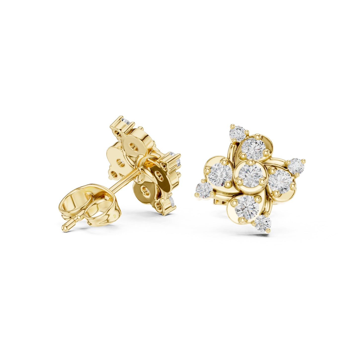 Round Cluster Lab Grown Diamond Earrings