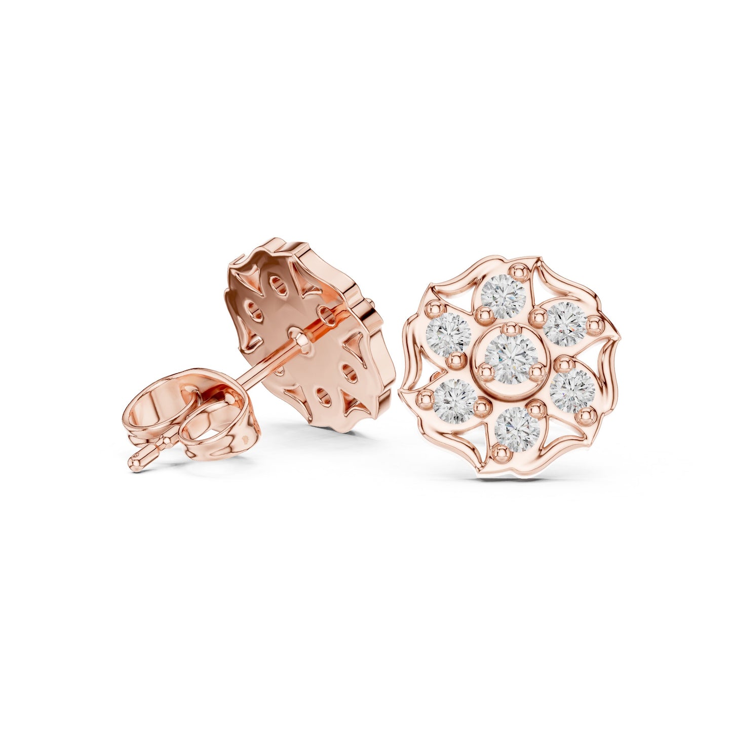 Round Cluster Lab Grown Diamond Earrings