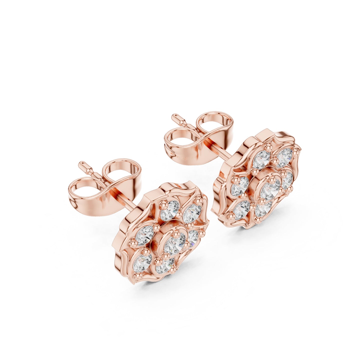 Round Cluster Lab Grown Diamond Earrings