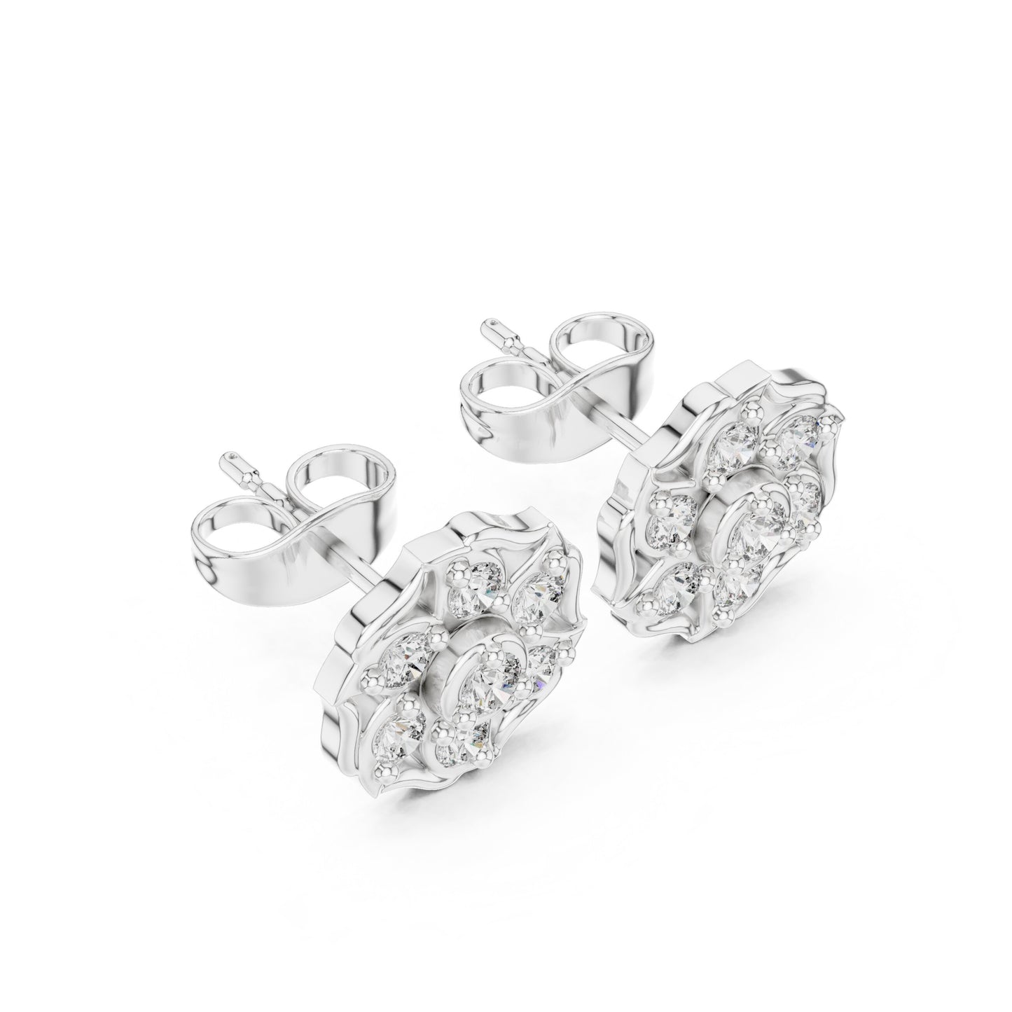 Round Cluster Lab Grown Diamond Earrings