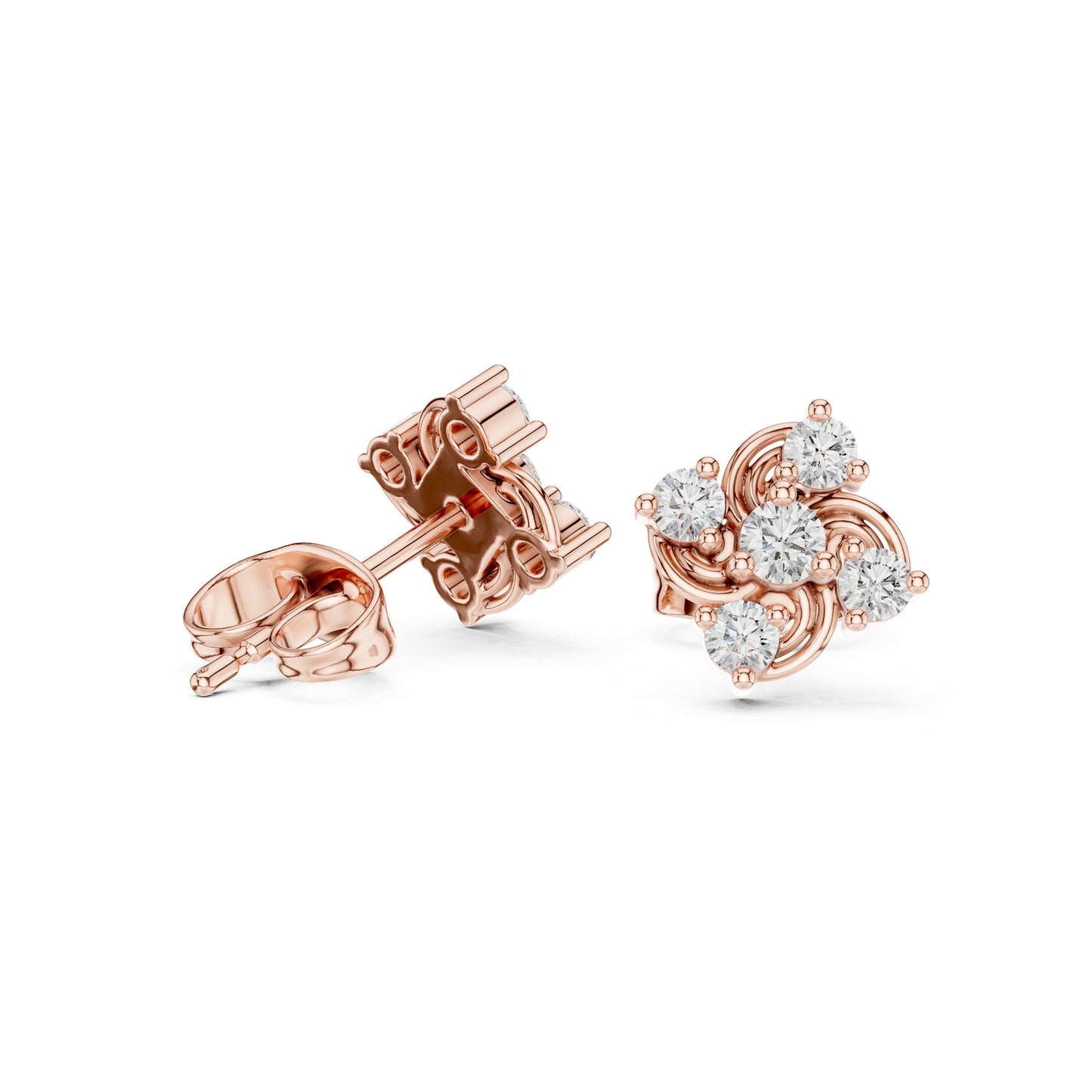 Round Cluster Lab Grown Diamond Earrings