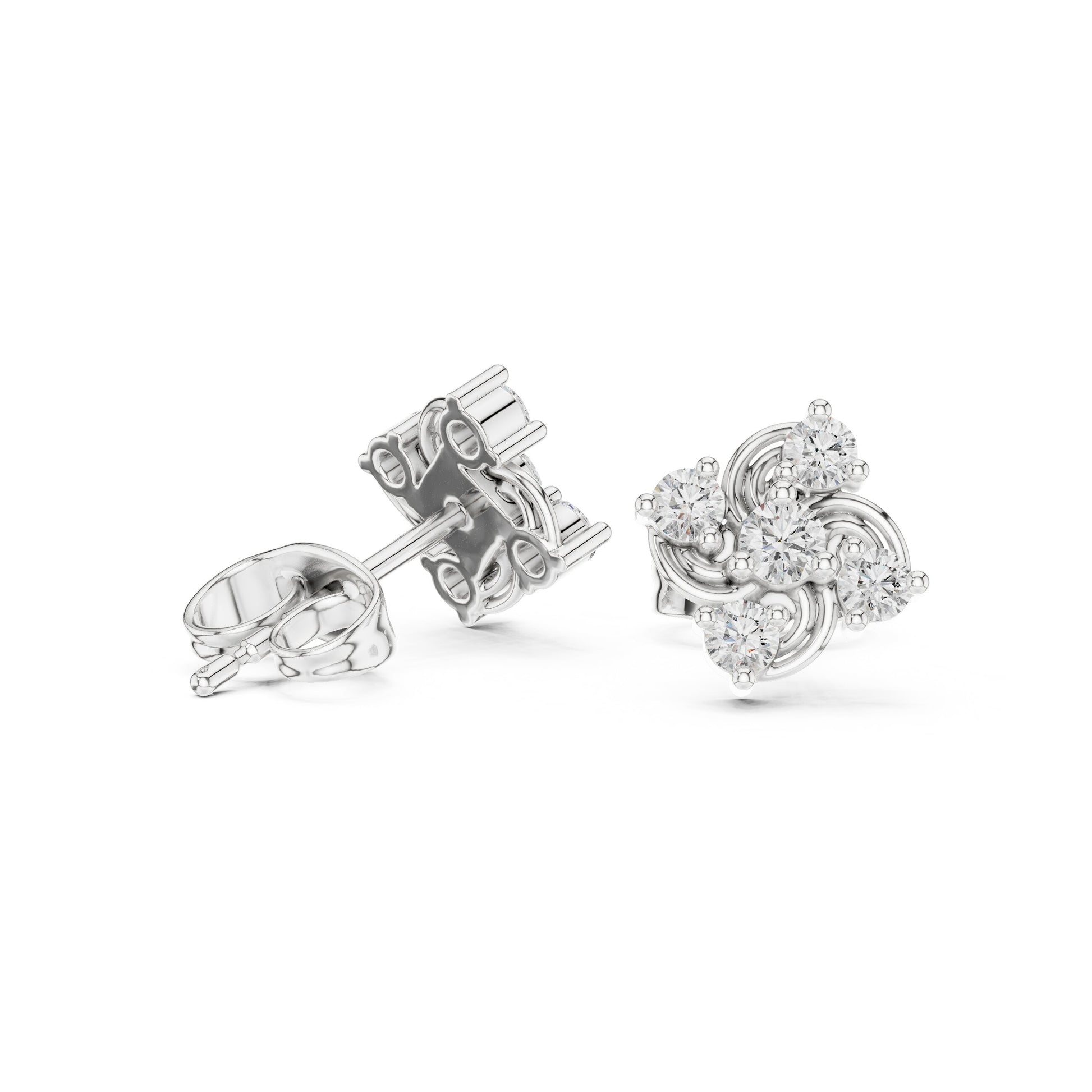 Round Cluster Lab Grown Diamond Earrings