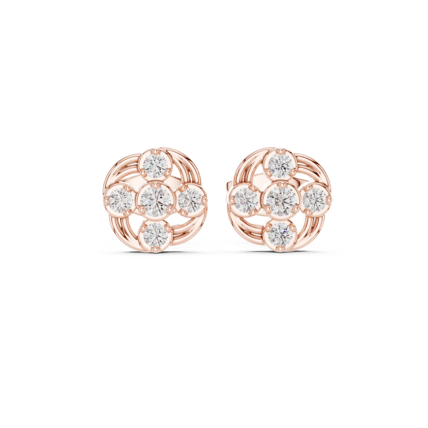 Round Cluster Lab Grown Diamond Earrings