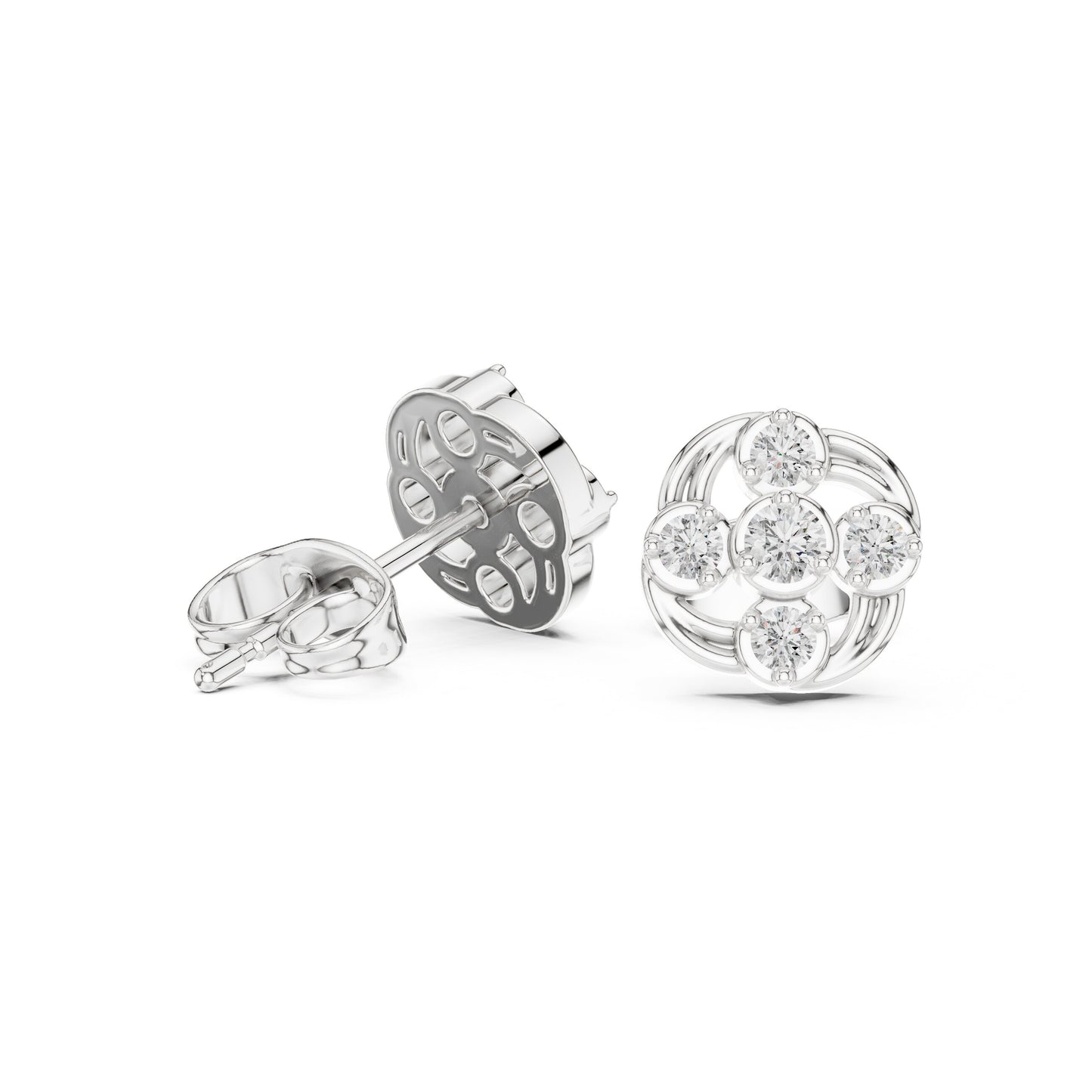 Round Cluster Lab Grown Diamond Earrings