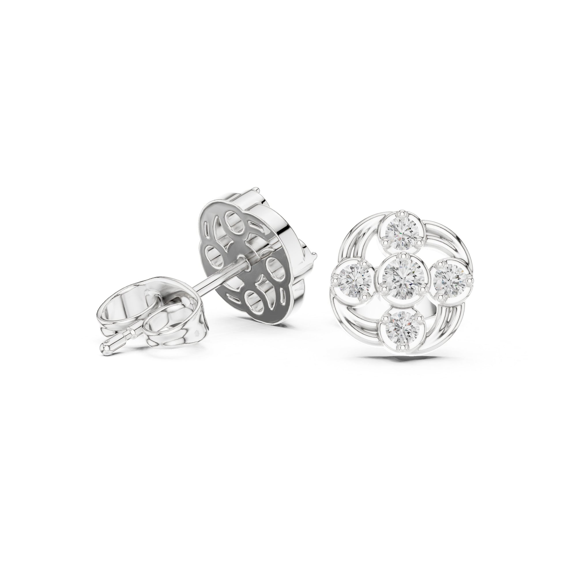 Round Cluster Lab Grown Diamond Earrings