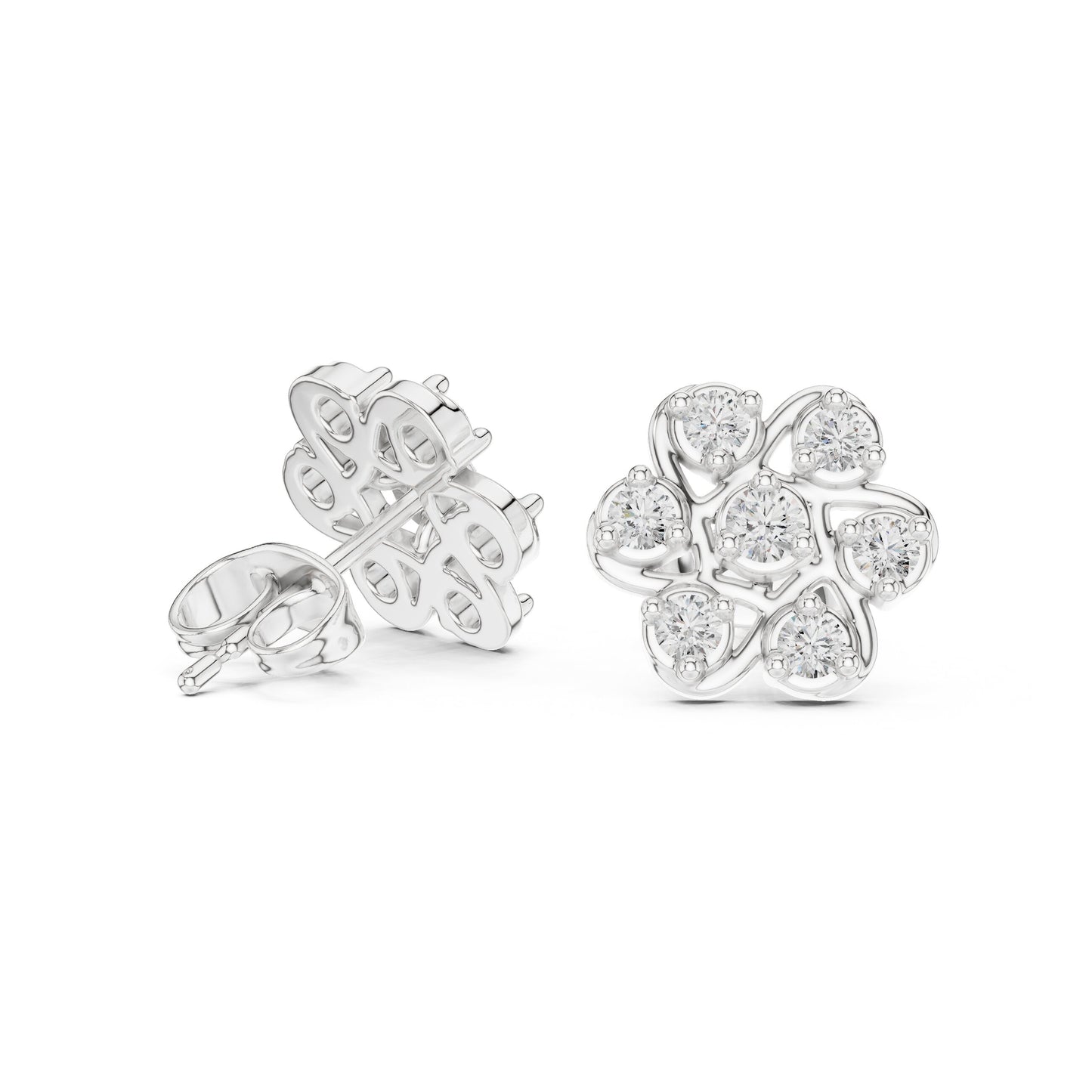 Round Cluster Lab Grown Diamond Earrings