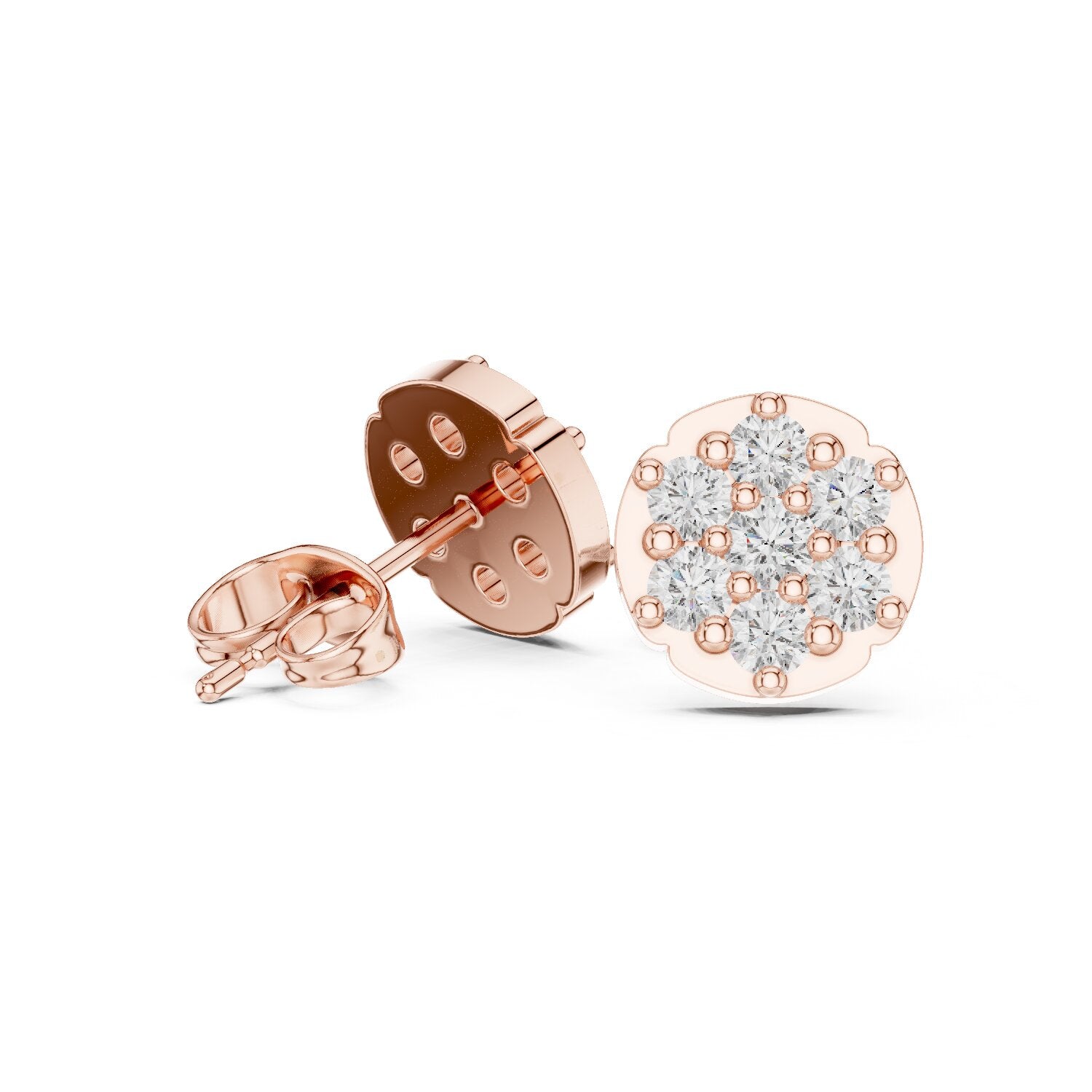 Round Cluster Lab Grown Diamond Earrings