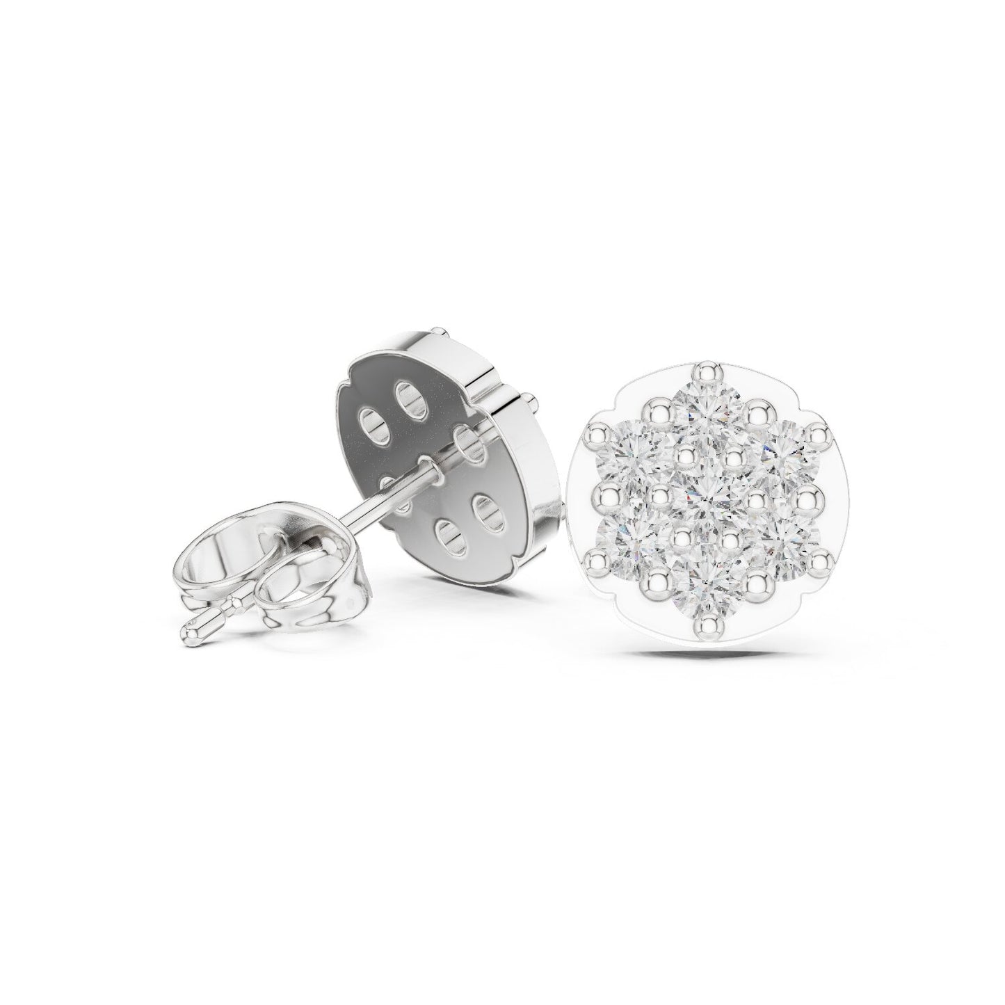 Round Cluster Lab Grown Diamond Earrings
