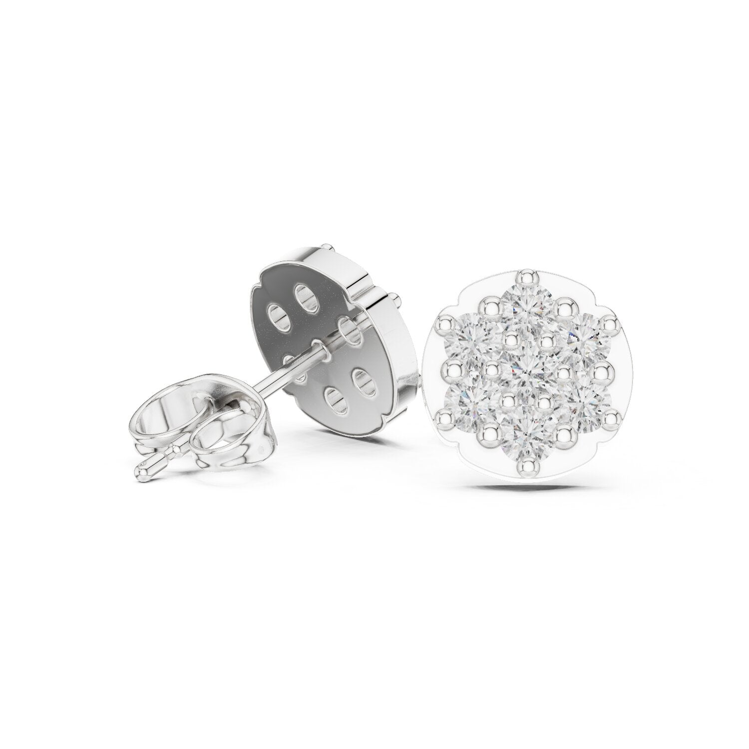 Round Cluster Lab Grown Diamond Earrings
