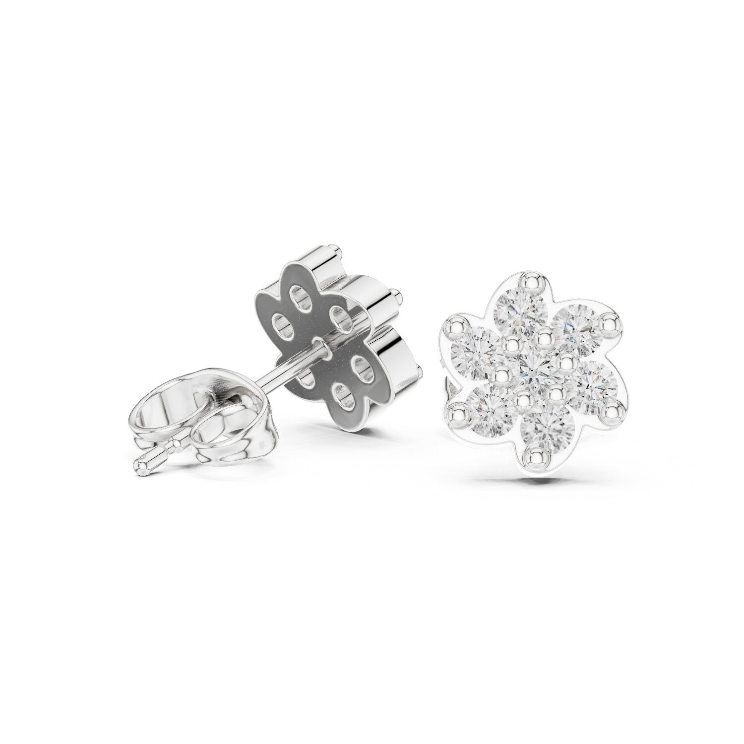 Round Cluster Lab Grown Diamond Earrings