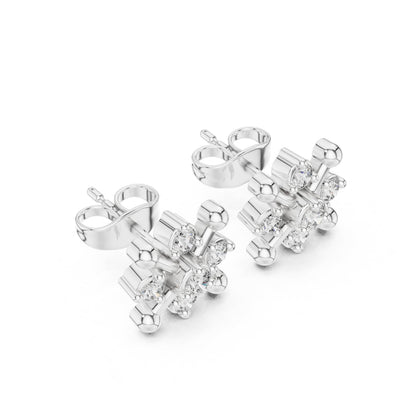 Round Cluster Lab Grown Diamond Earrings