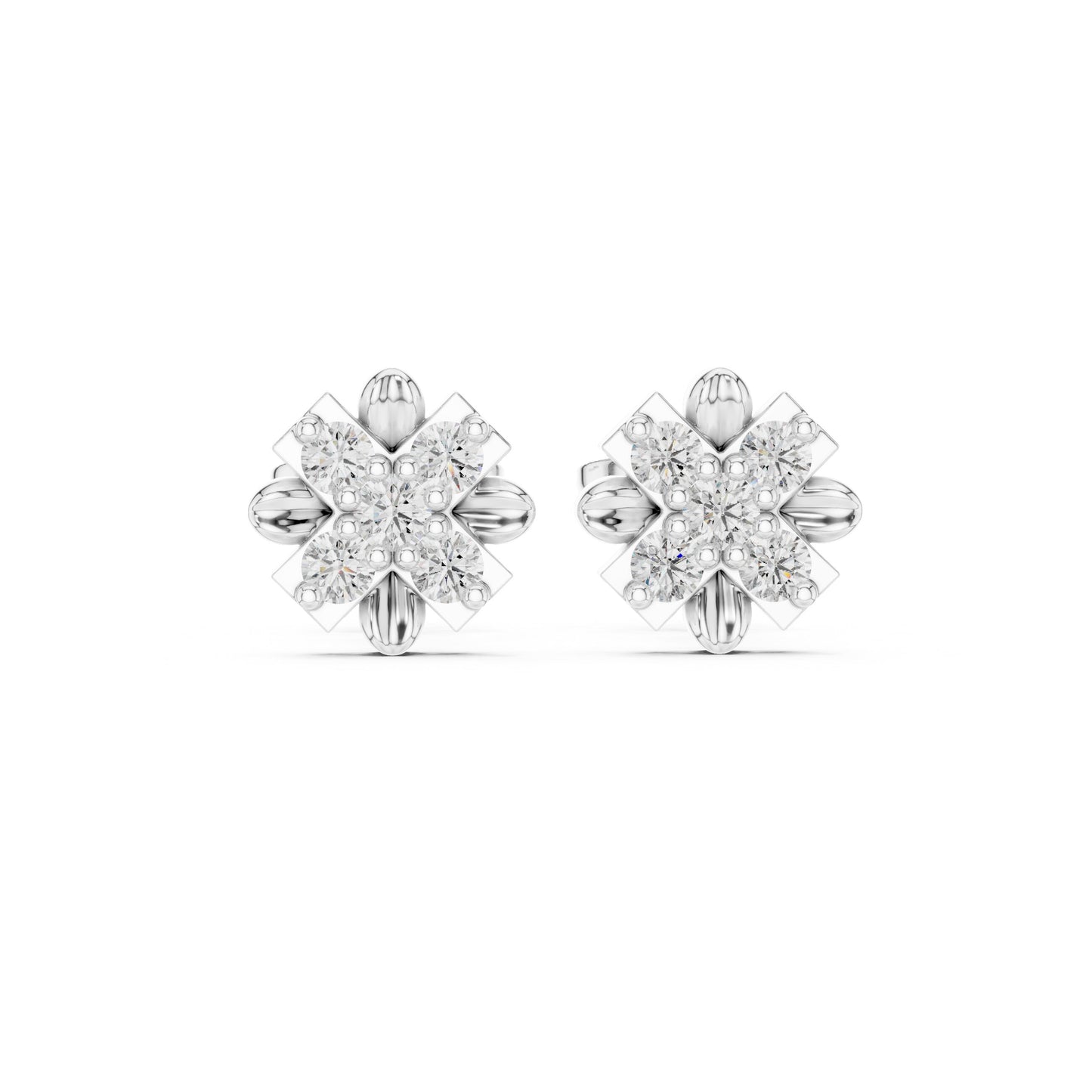 Round Cluster Lab Grown Diamond Earrings