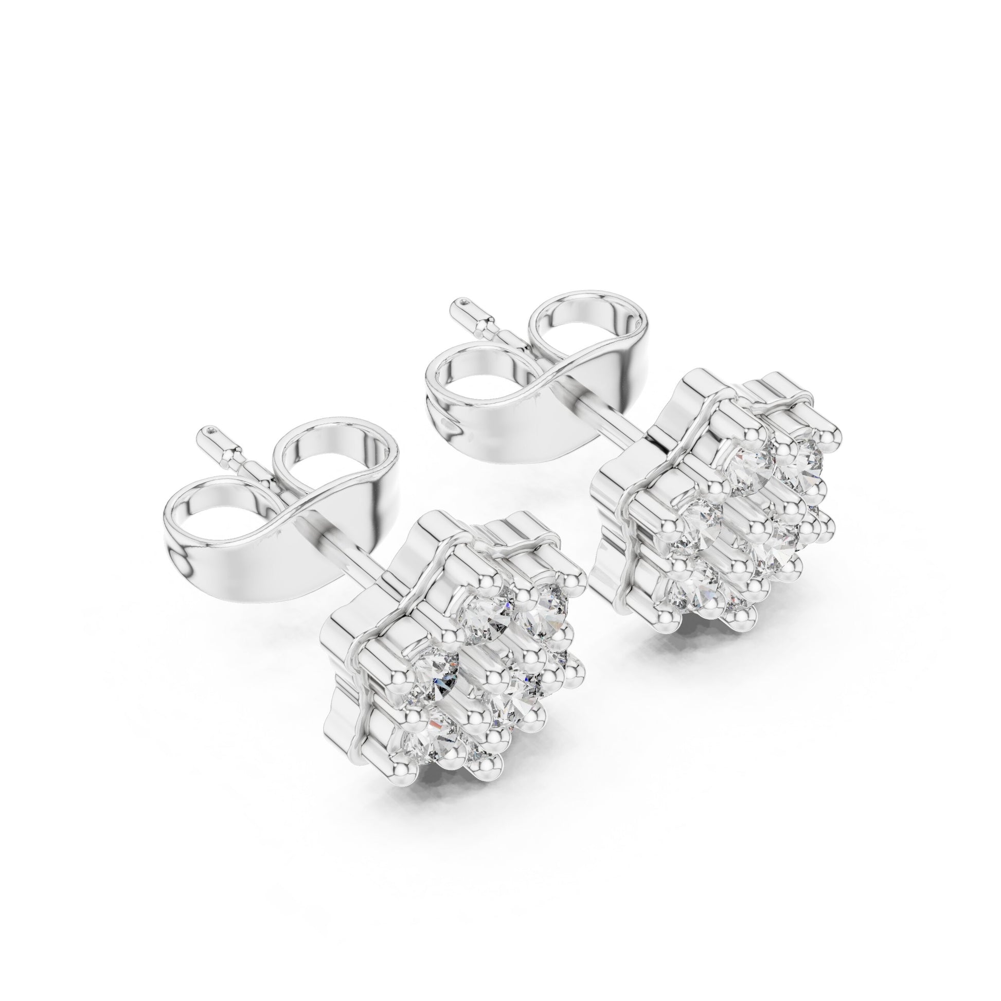 Round Cluster Lab Grown Diamond Earrings