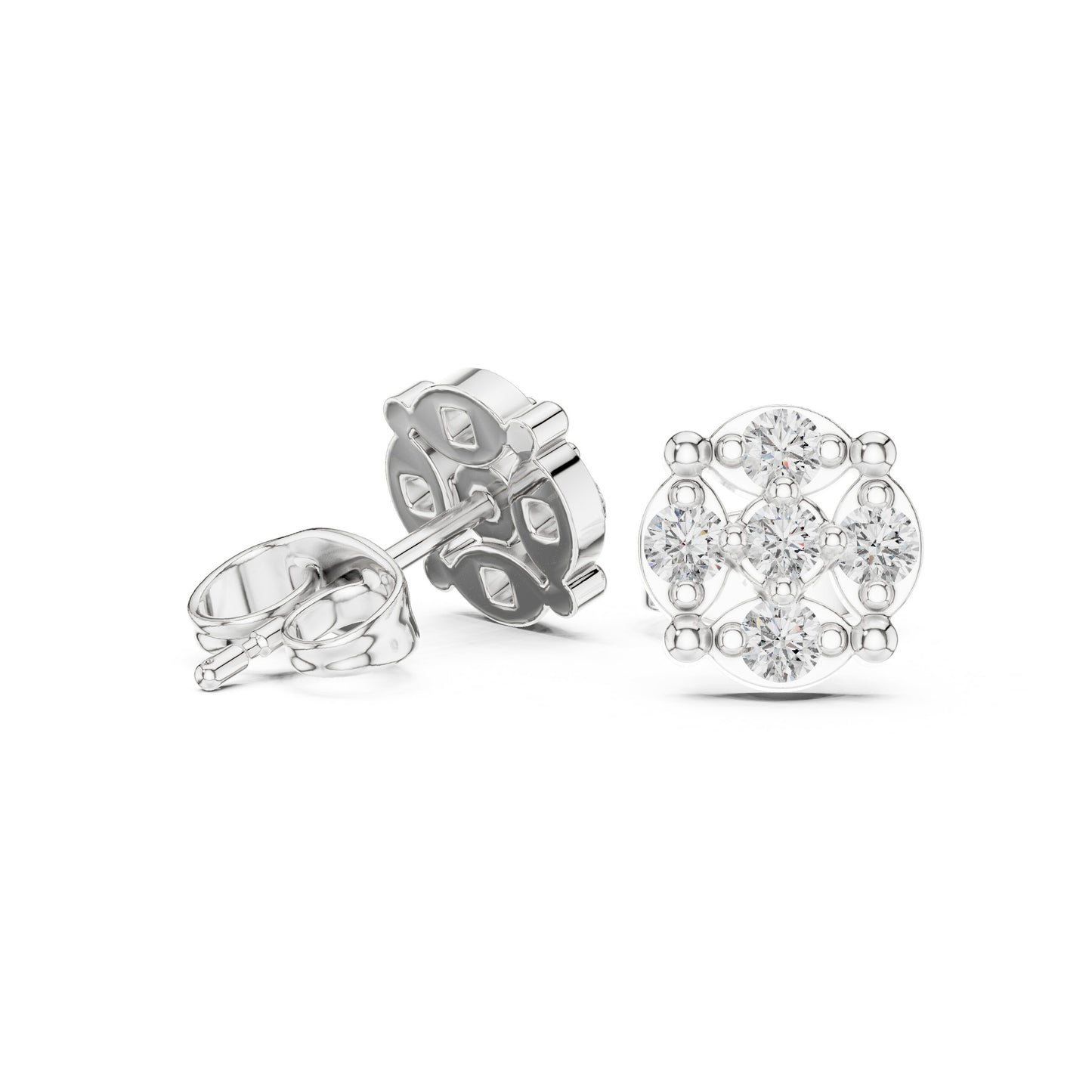Round Cluster Lab Grown Diamond Earrings