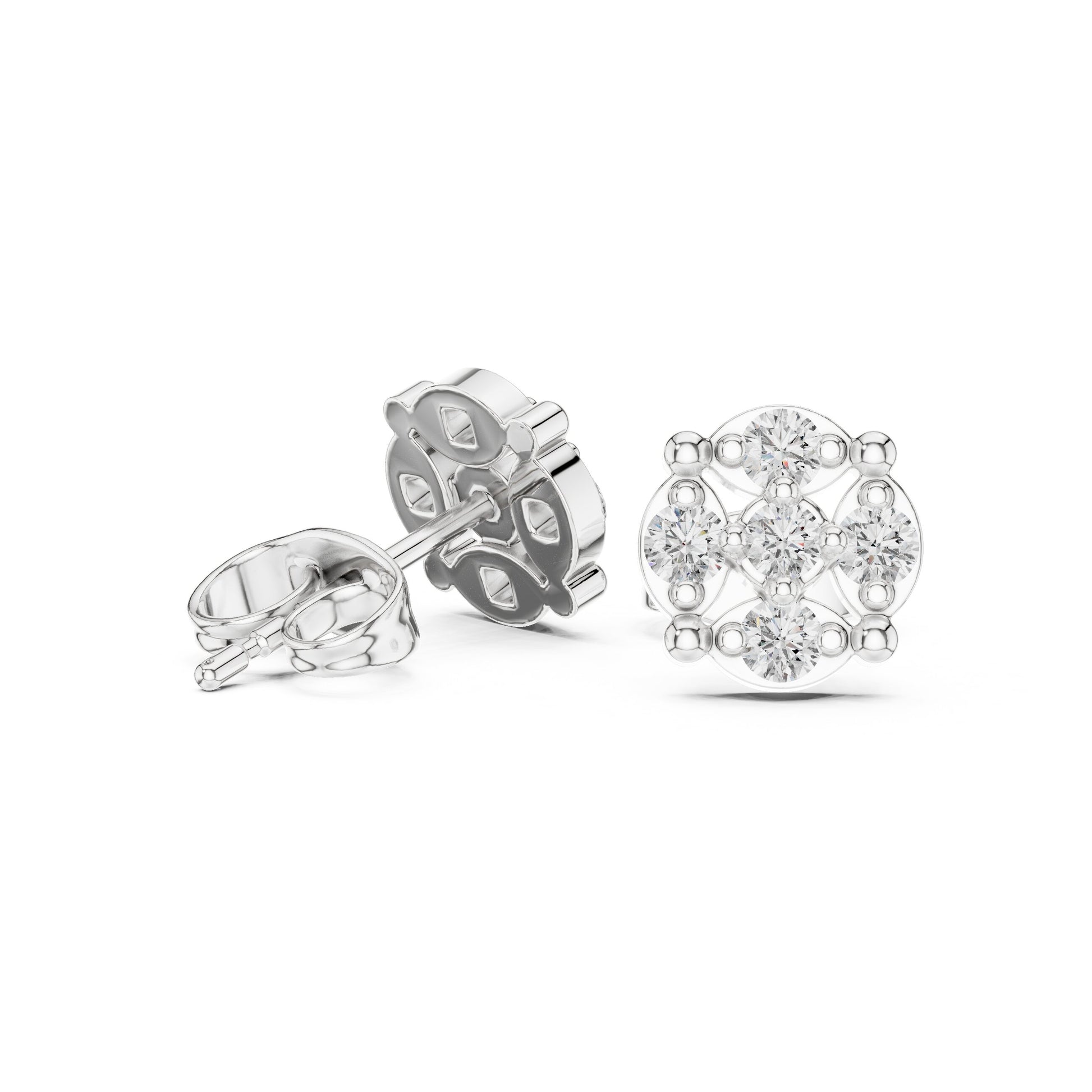 Round Cluster Lab Grown Diamond Earrings