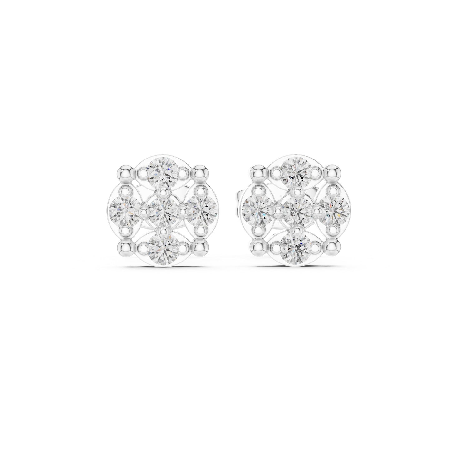 Round Cluster Lab Grown Diamond Earrings