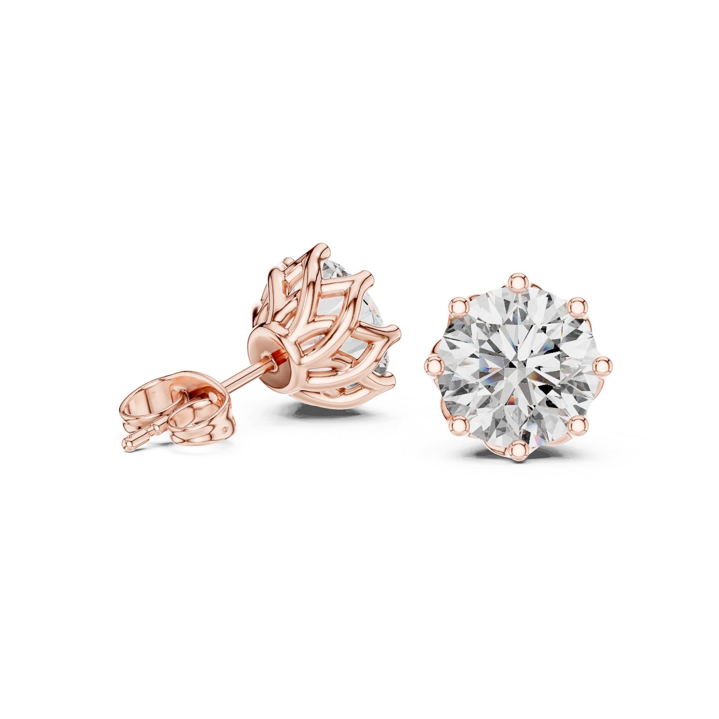 Round Stud Lab Grown Diamond Earrings