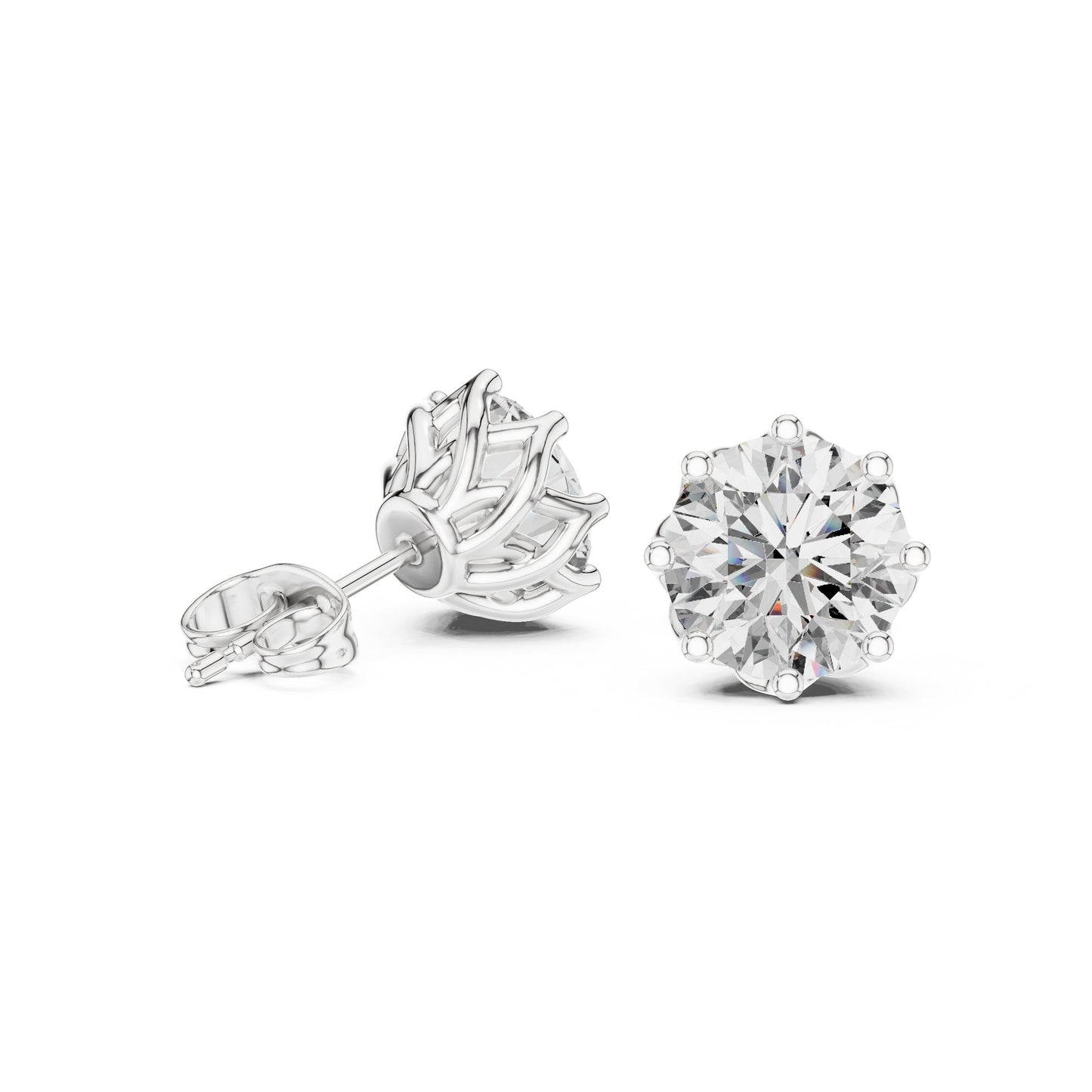 Round Stud Lab Grown Diamond Earrings