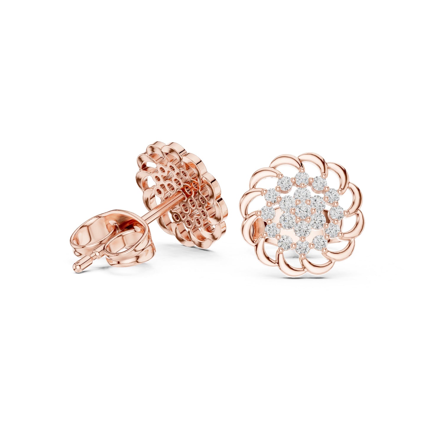 Round Cluster Lab Grown Diamond Earrings
