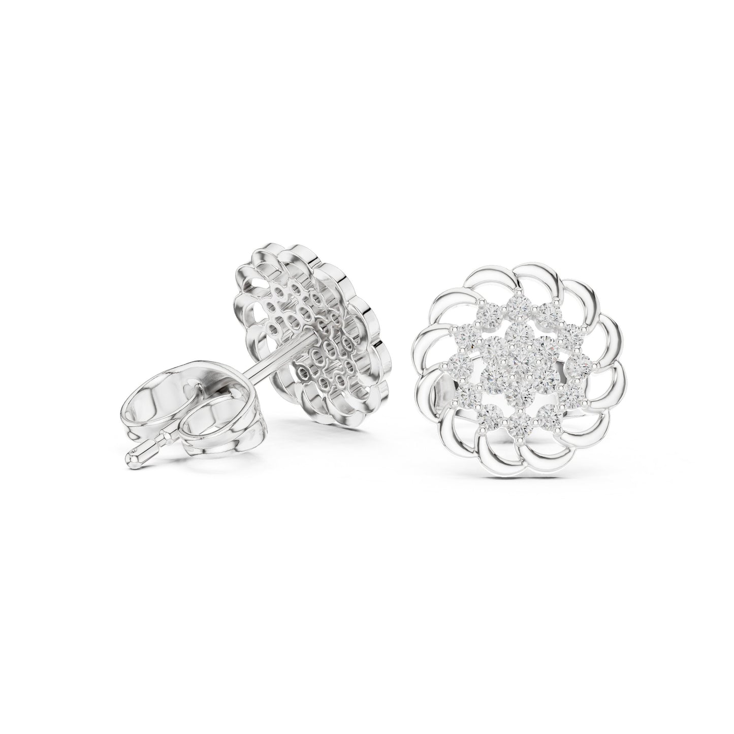 Round Cluster Lab Grown Diamond Earrings