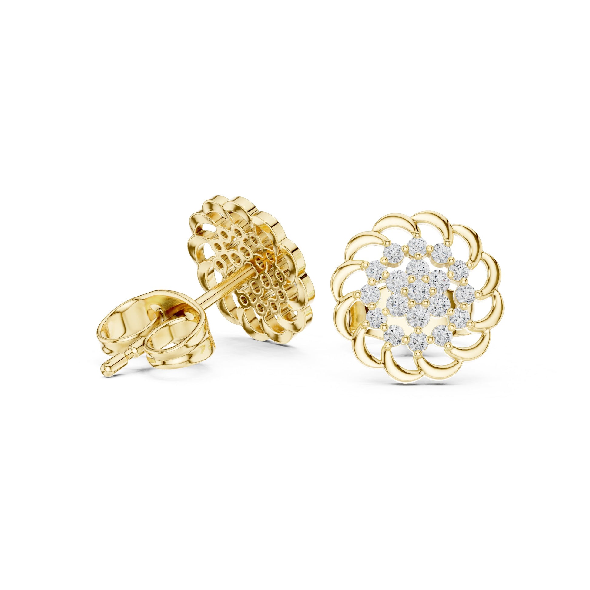 Round Cluster Lab Grown Diamond Earrings