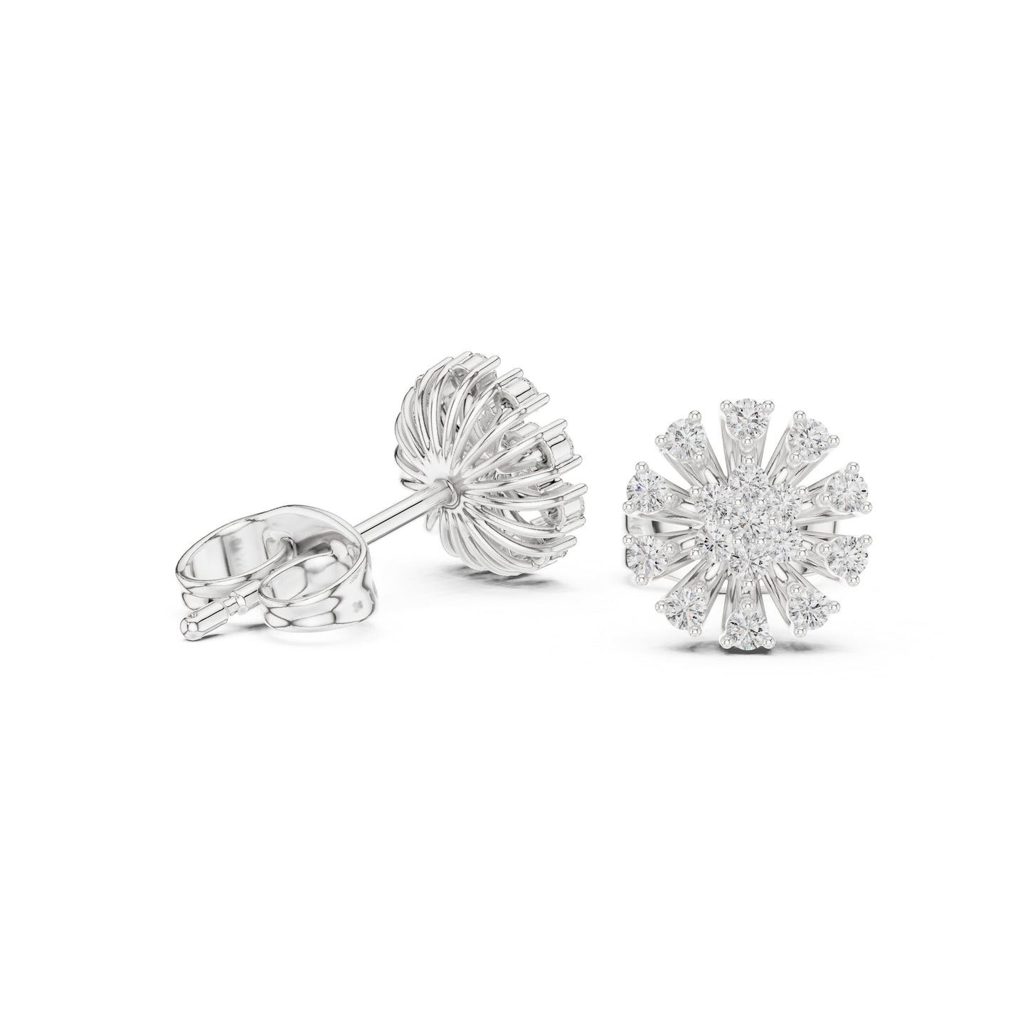 Round Cluster Lab Grown Diamond Earrings