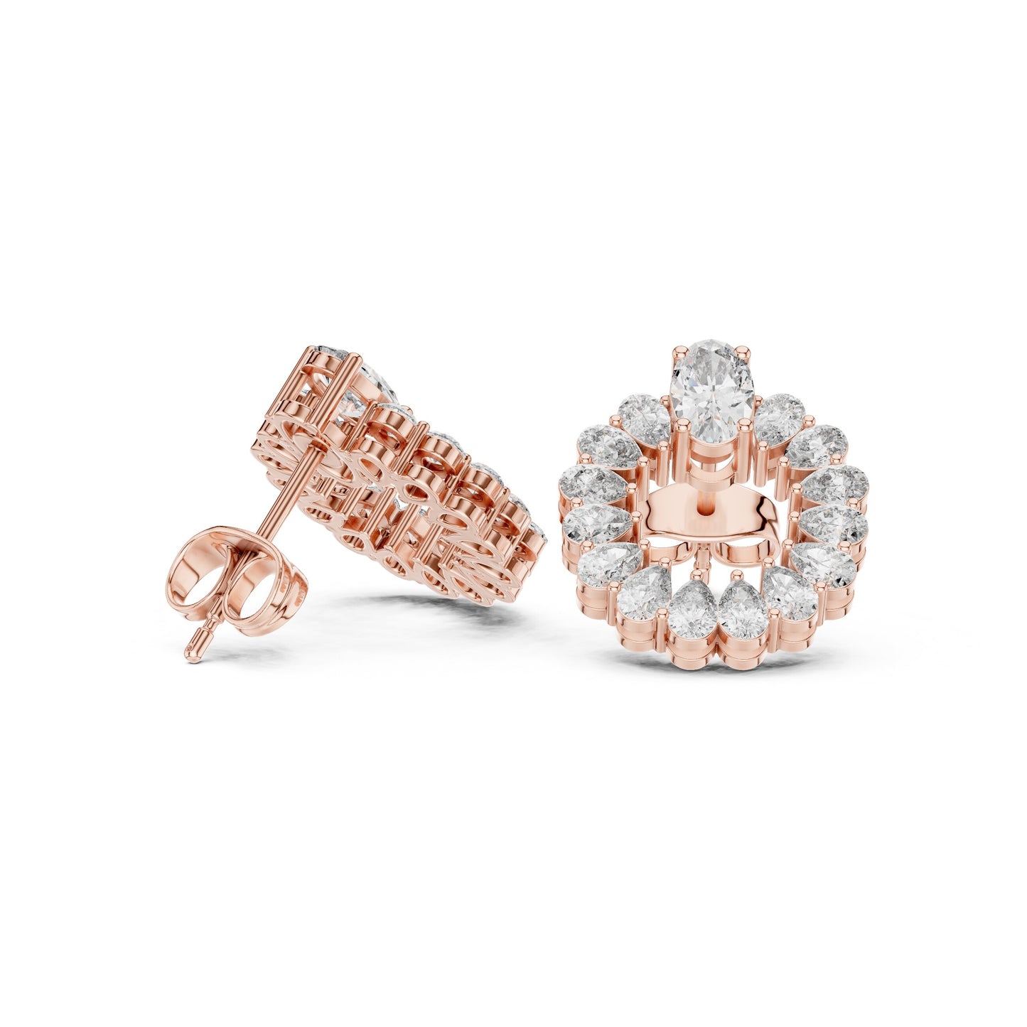 Mixed Shape Lab Grown Diamond Cluster Earrings